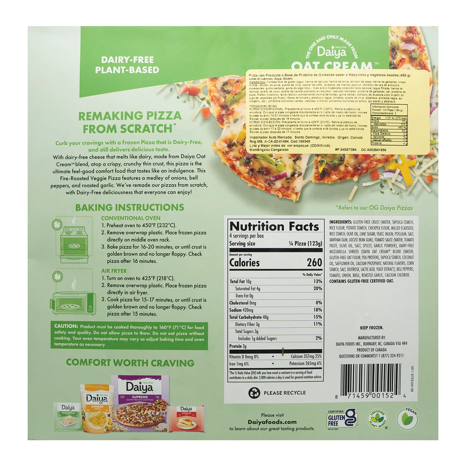 Pizza Vegano Vegetales Daiya Caja 492 G