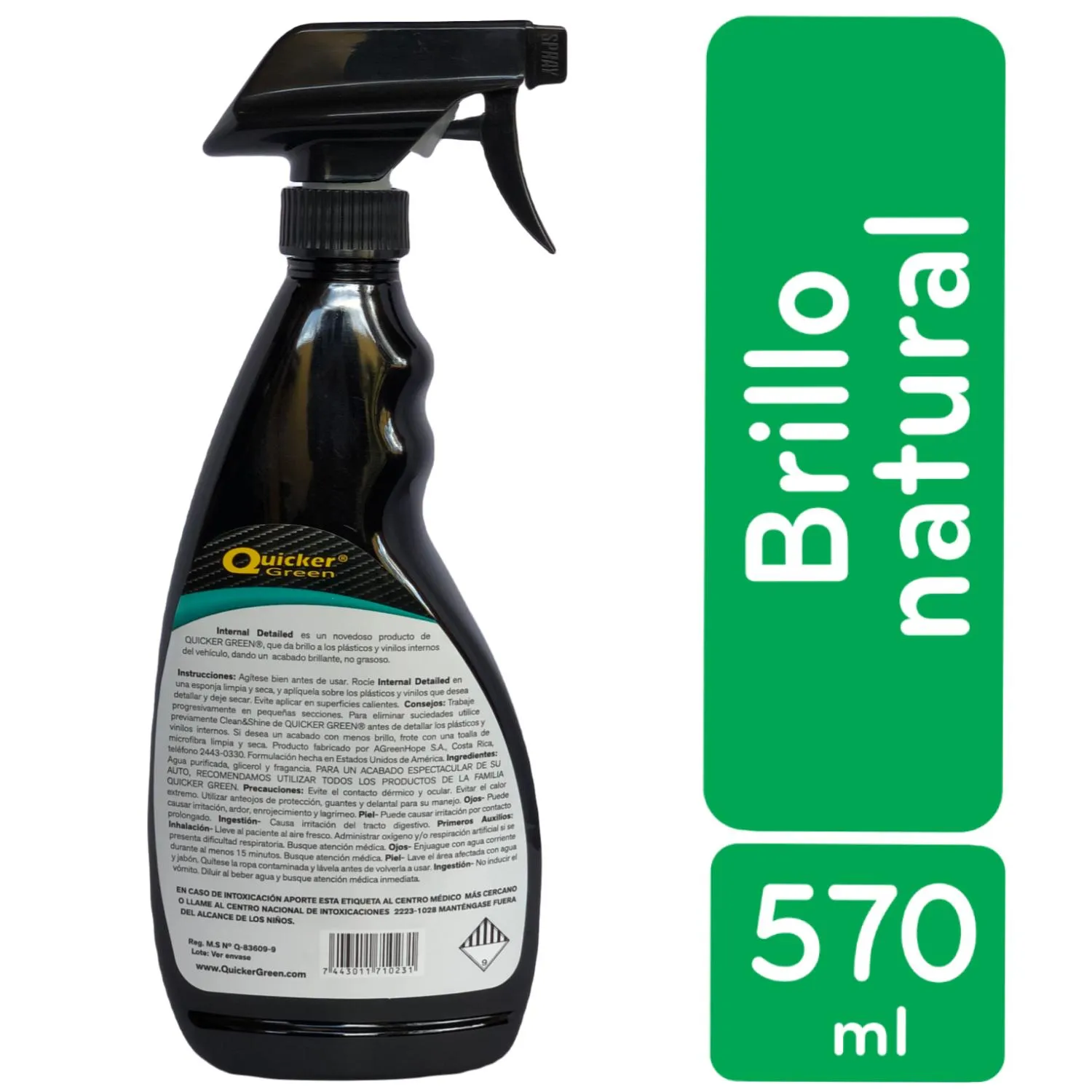 Cuidado Interior Limpiador Liquido Brillo Interior Quicker Green Envase 570 Ml