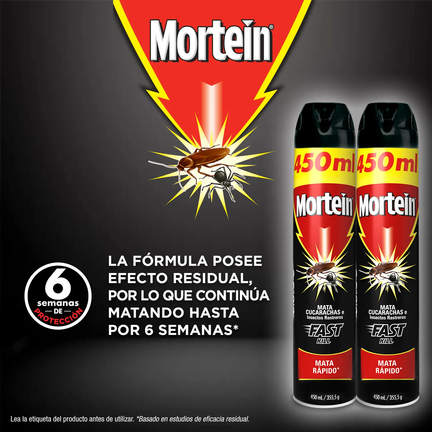 Insecticida Aerosol Rastreros Fast Kill 2u Mortein Oferta 900 Ml