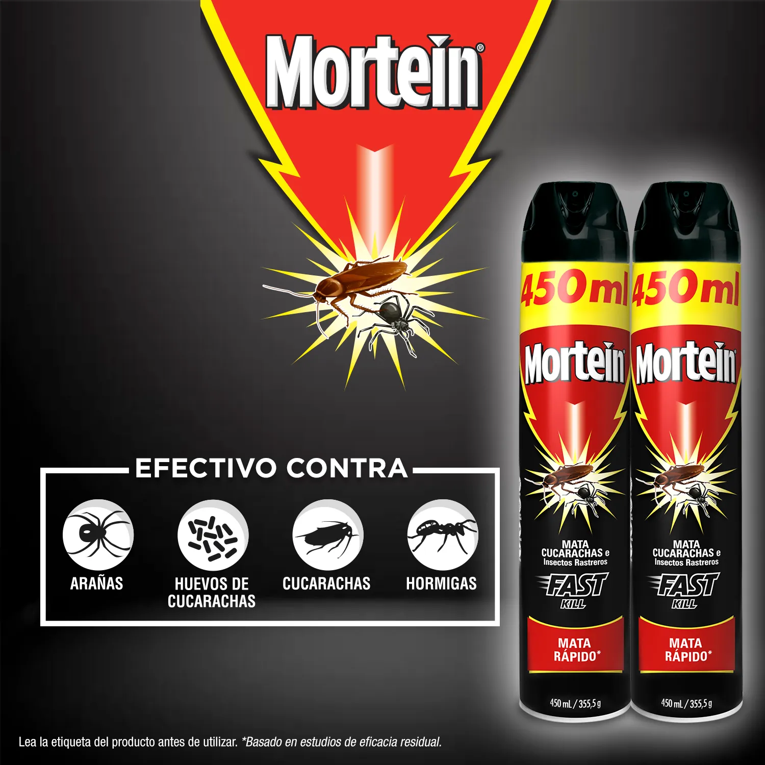 Insecticida Aerosol Rastreros Fast Kill 2u Mortein Oferta 900 Ml