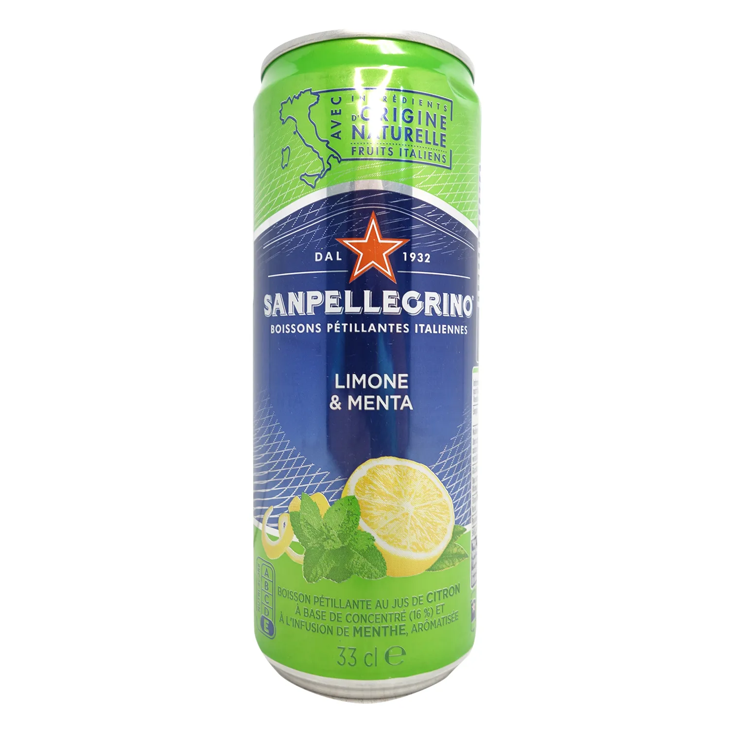 Agua Gasificada Saborizada Limón San Pellegrino Lata 330 Ml