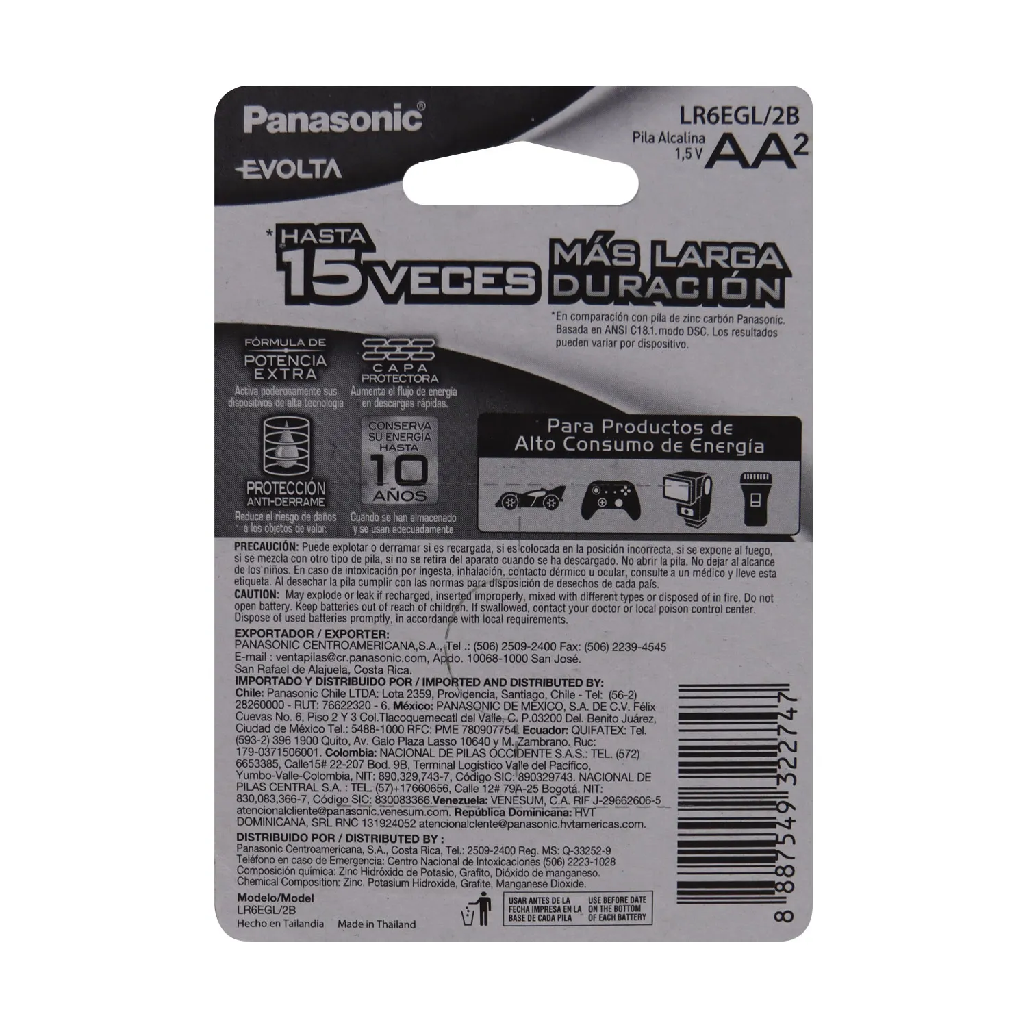 Bateria Alkalina Aa Evolta Panasonic Blister 6 Unidad