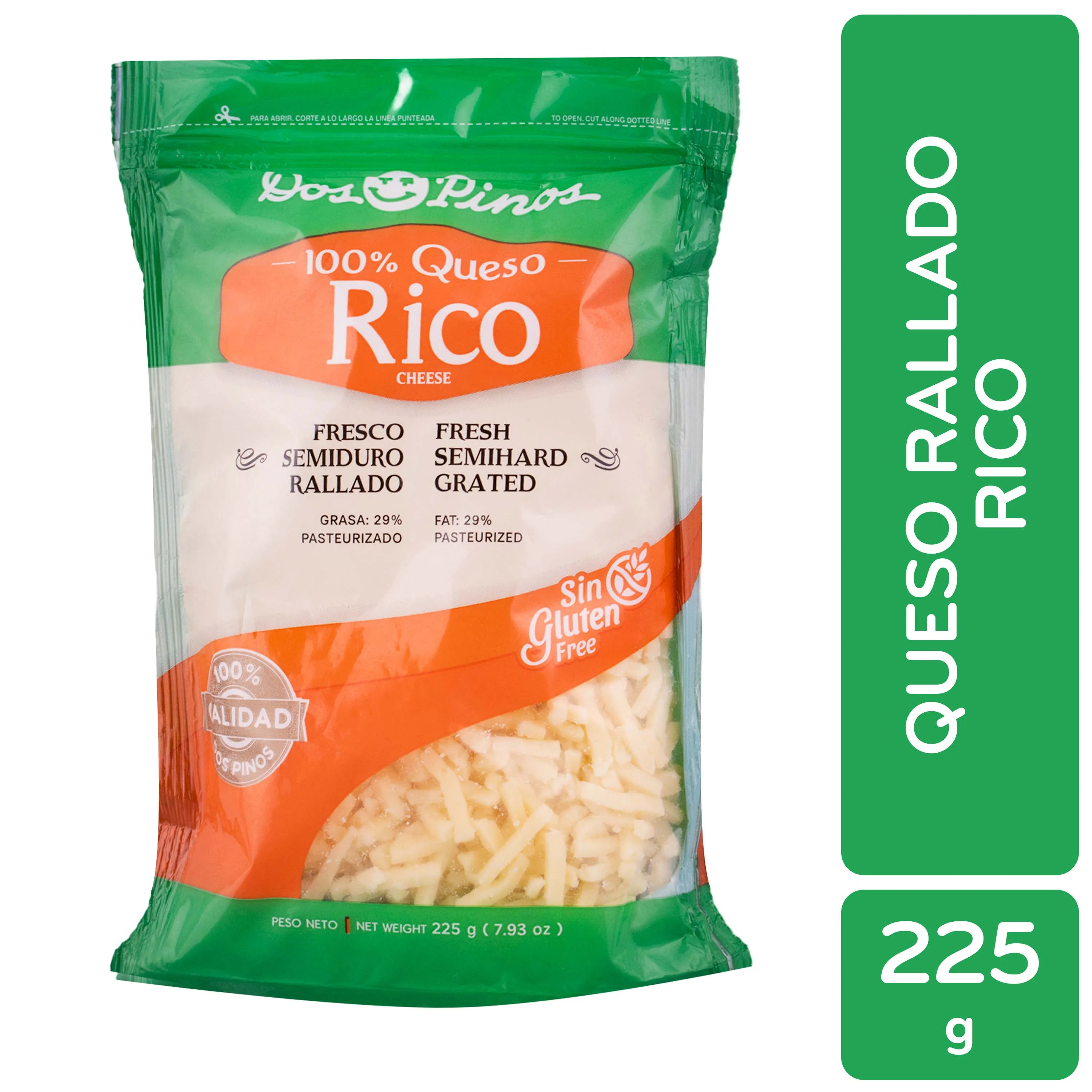 Queso Rico Rallado Dos Pinos Paquete 225 G