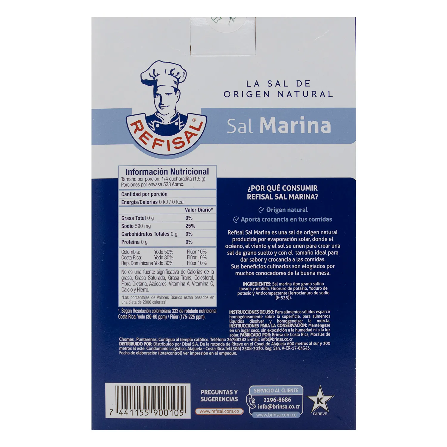 Sal Marina Refisal Envase 800 G