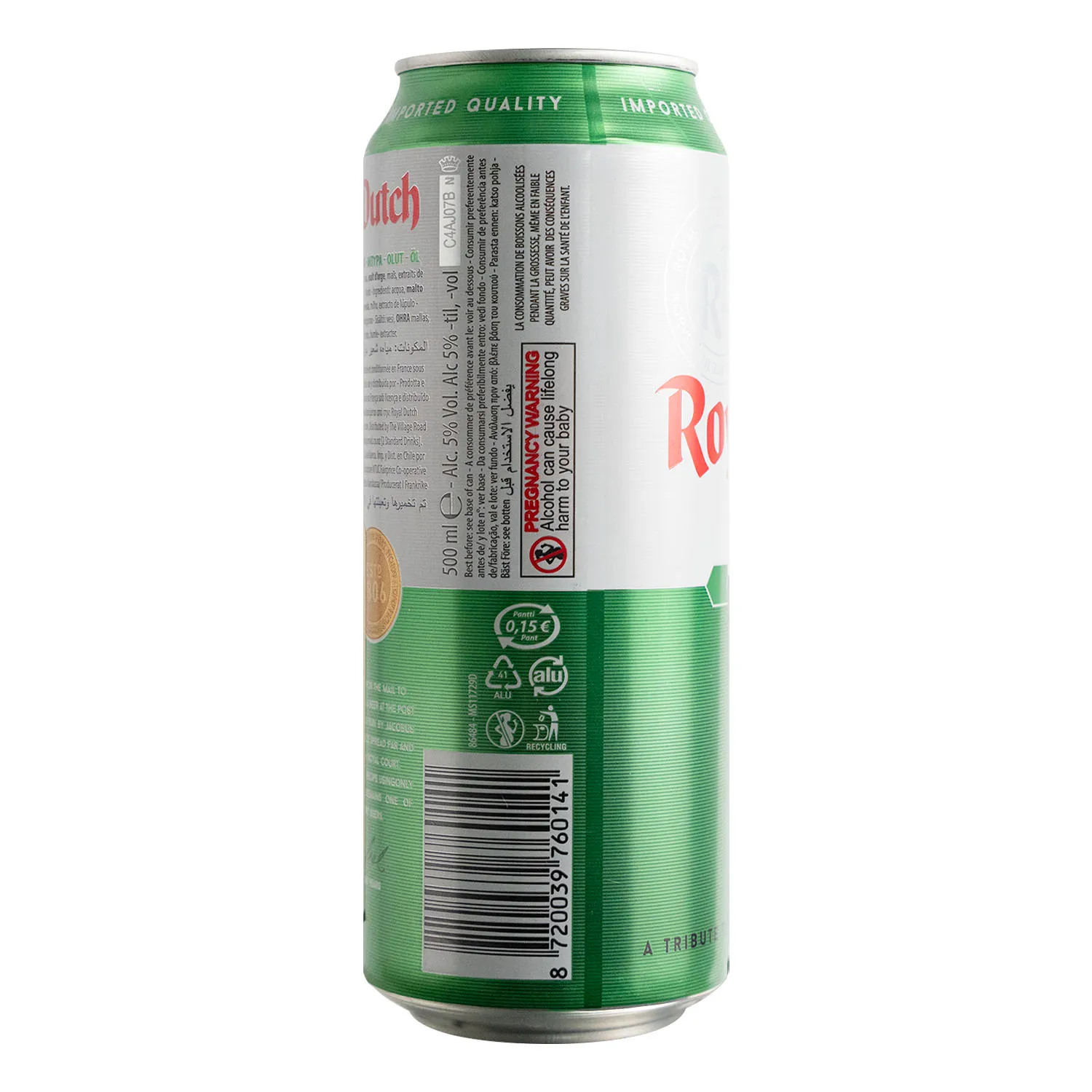 Cerveza Importada Lager 5% Alc. Holanda Royal Dutch Lata 500 Ml