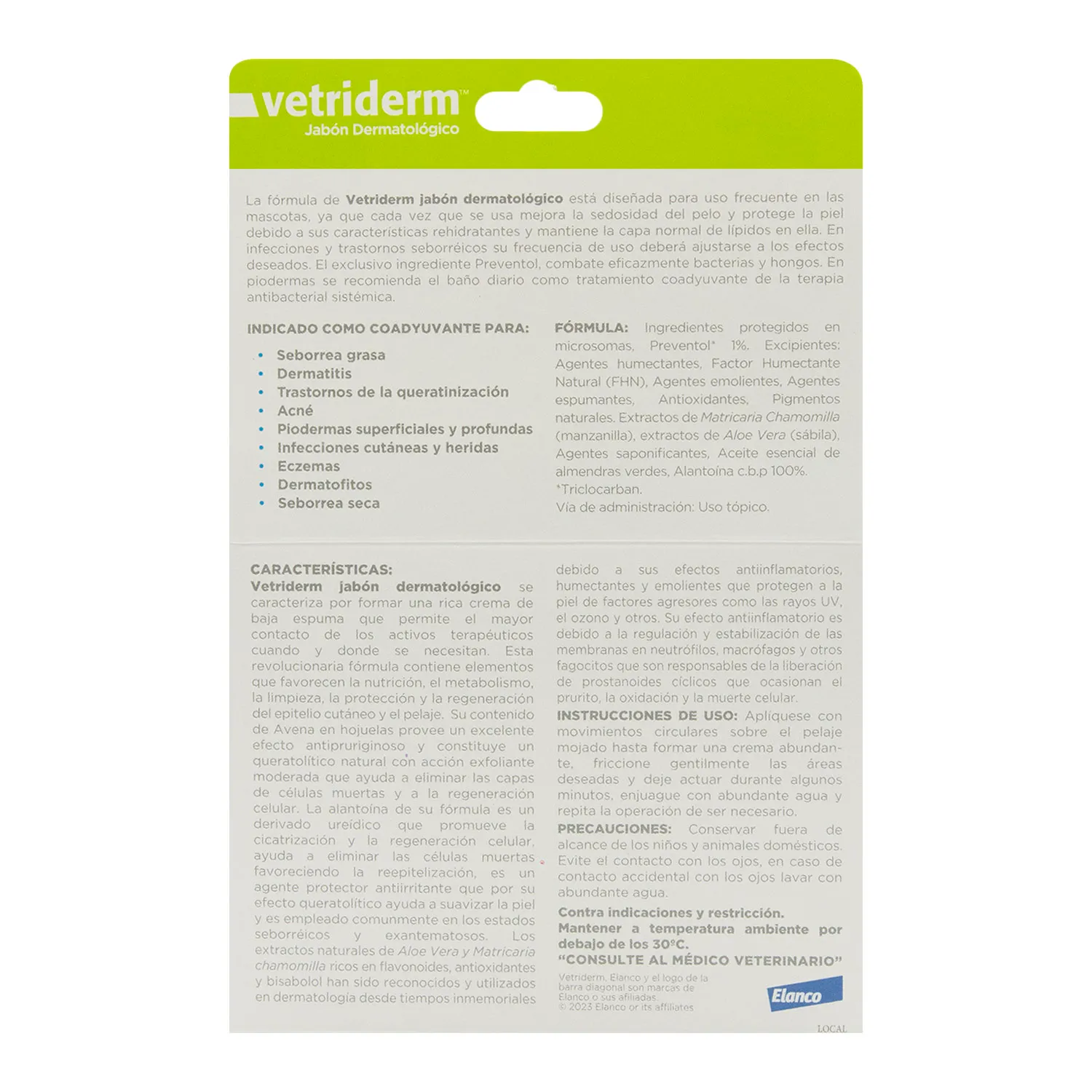 Vetriderm Jabón Dermatológico Avena Y Manzanilla Mascota