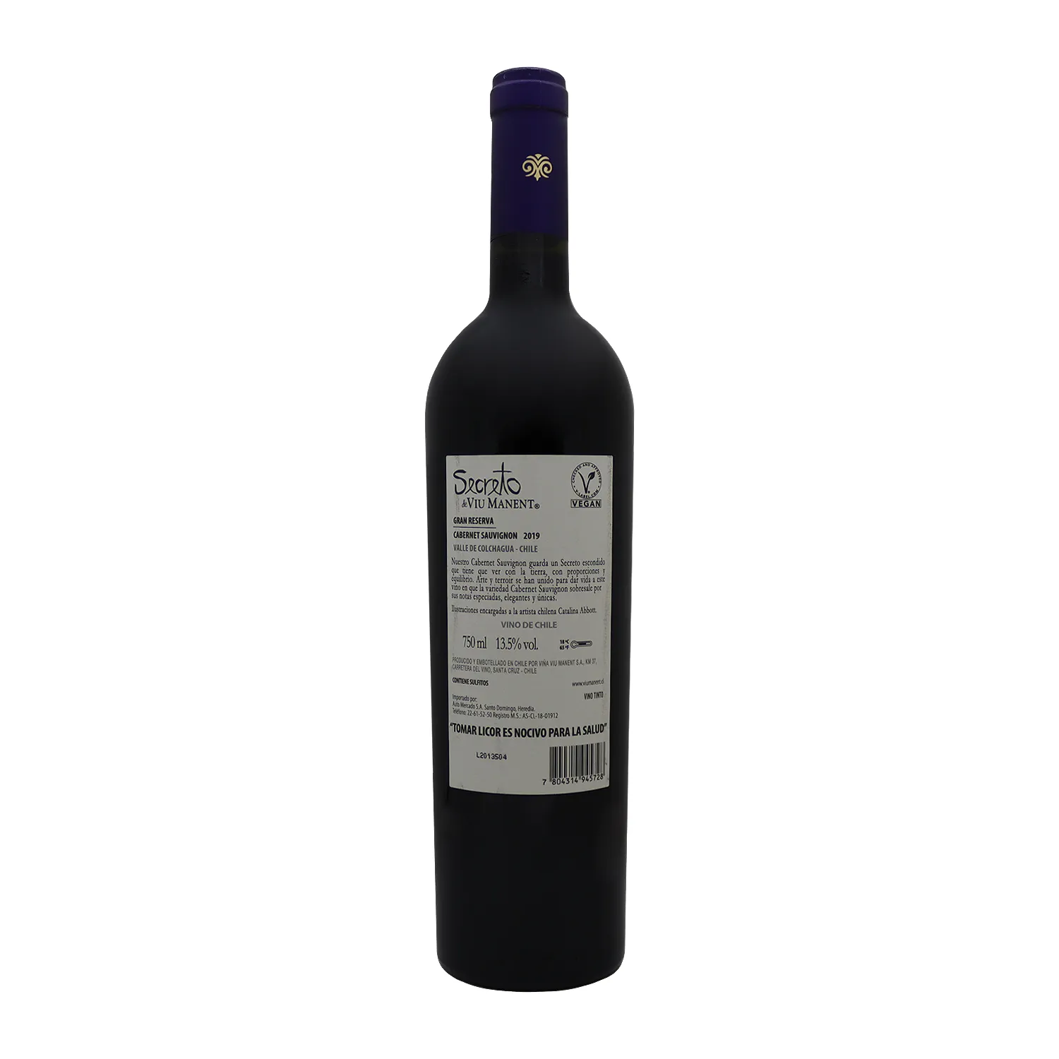 Vino Tinto Chile Cabernet Sauvignon Reserva Secreto Viu Manent