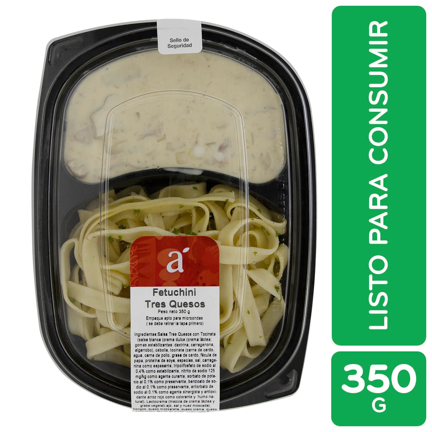 Pasta Fetuchini Tres Quesos Con Tocineta Auto Mercado Unidad 350 G