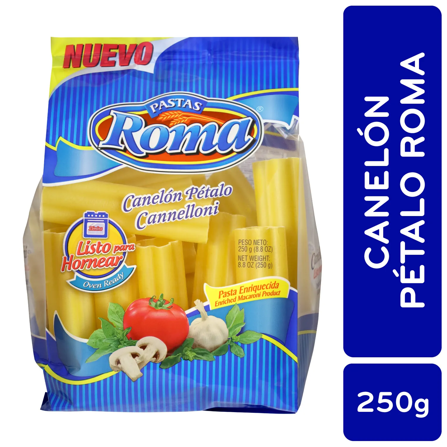 Pasta Alimenticia Canelon Petalo Roma Paquete 250 G