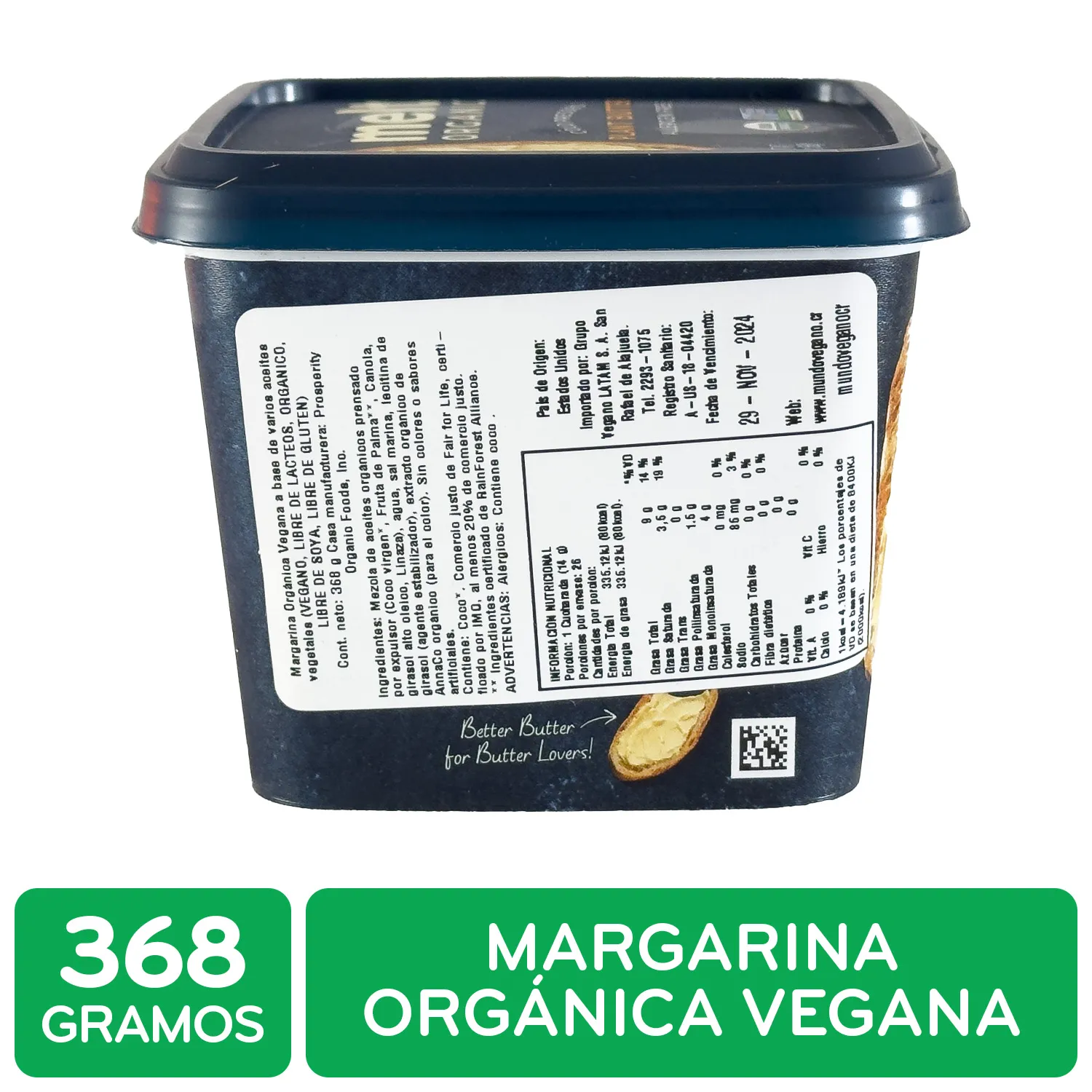 Mantequilla Vegana Melt Organic Envase 368 G