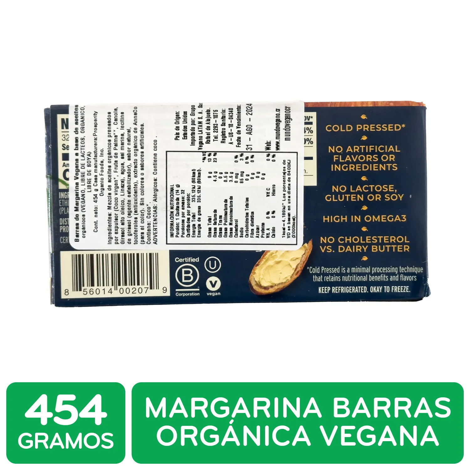 Mantequilla Vegana Melt Organic Caja 454 G