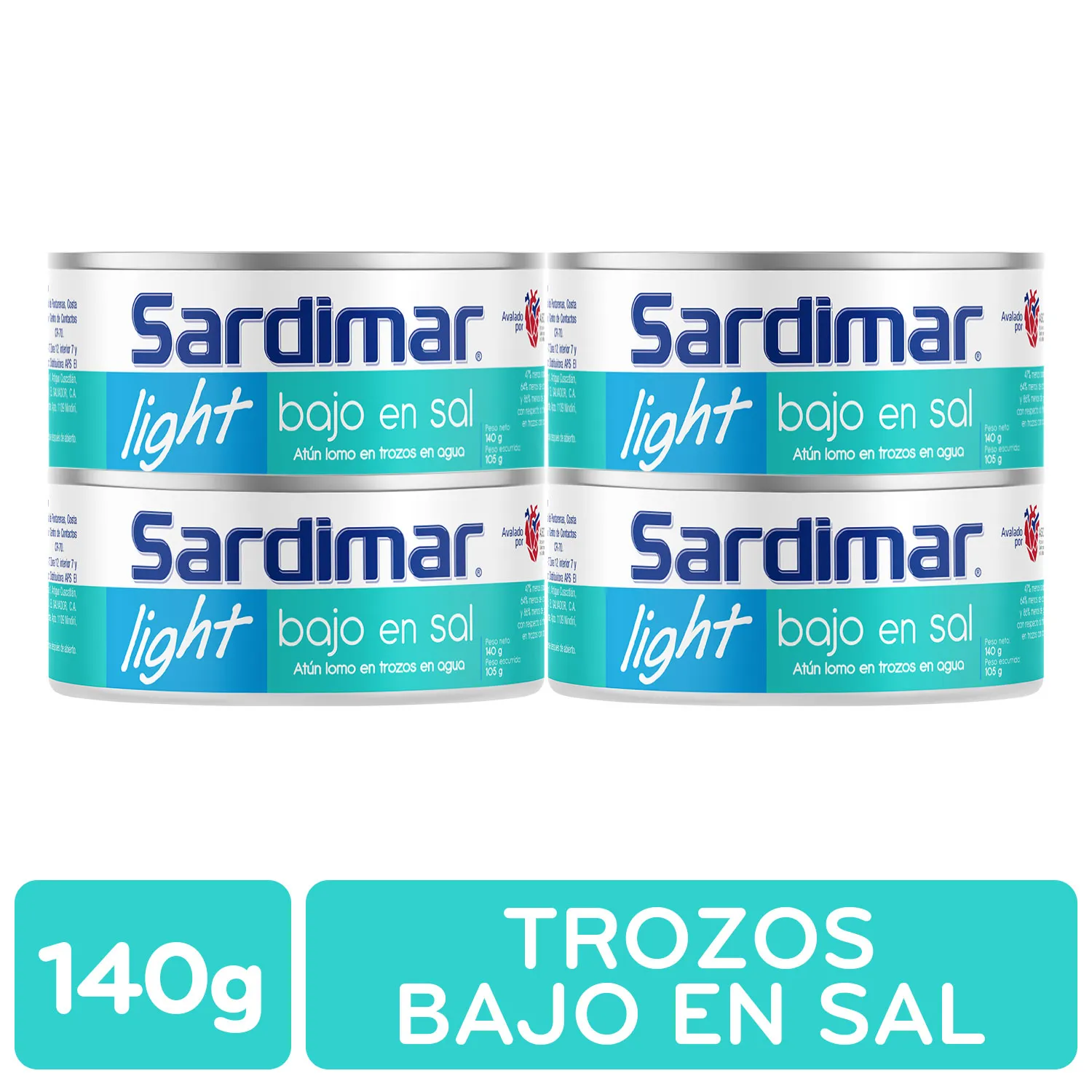 Atun Lomo Trozos Agua Bajo En Sal Light Sardimar Lata 560 G