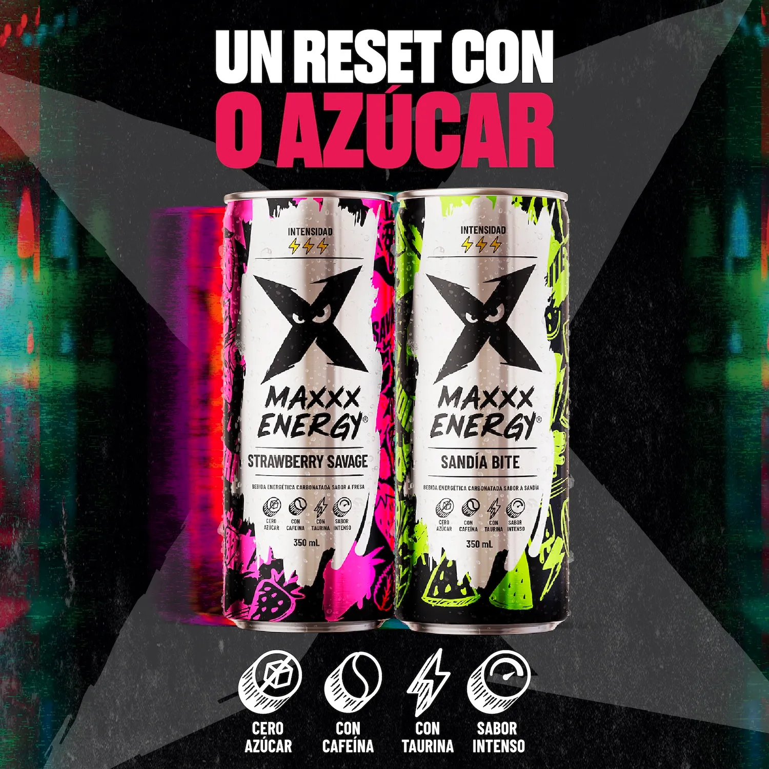 Bebida Energizante Cero Fresa Maxxx Energy Lata 350 Ml