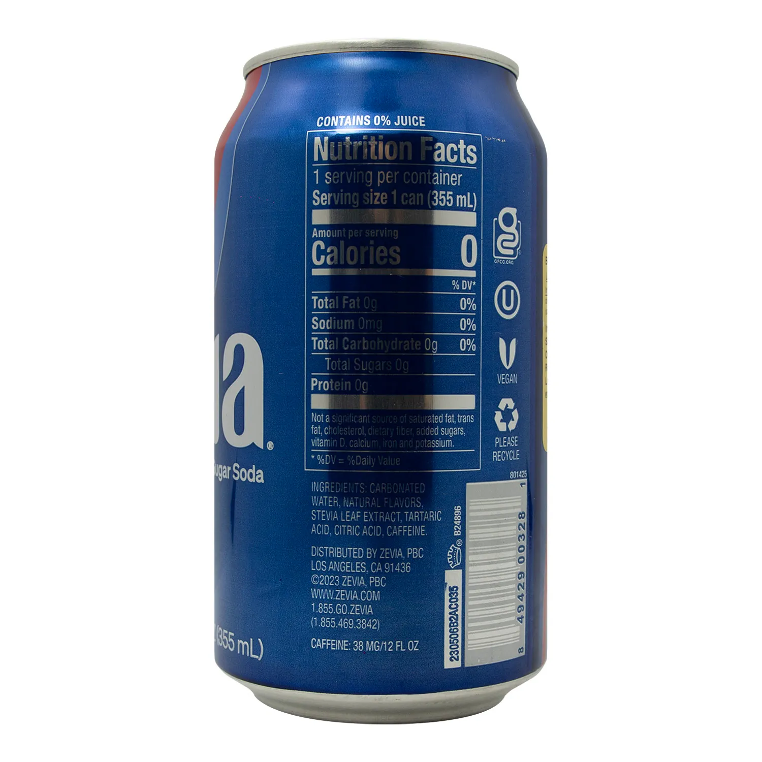 Bebida Gaseosa Zero Sabor Cherry Zevia Lata 355 Ml