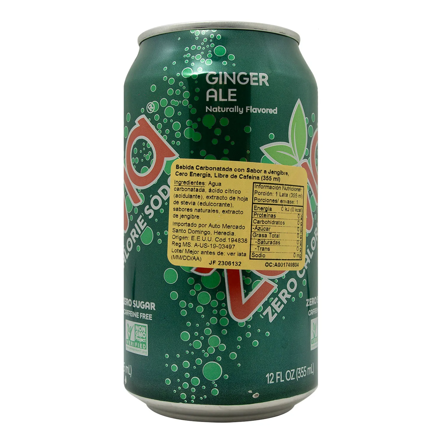 Bebida Gaseosa Zero Sabor Ginger Zevia Lata 355 Ml