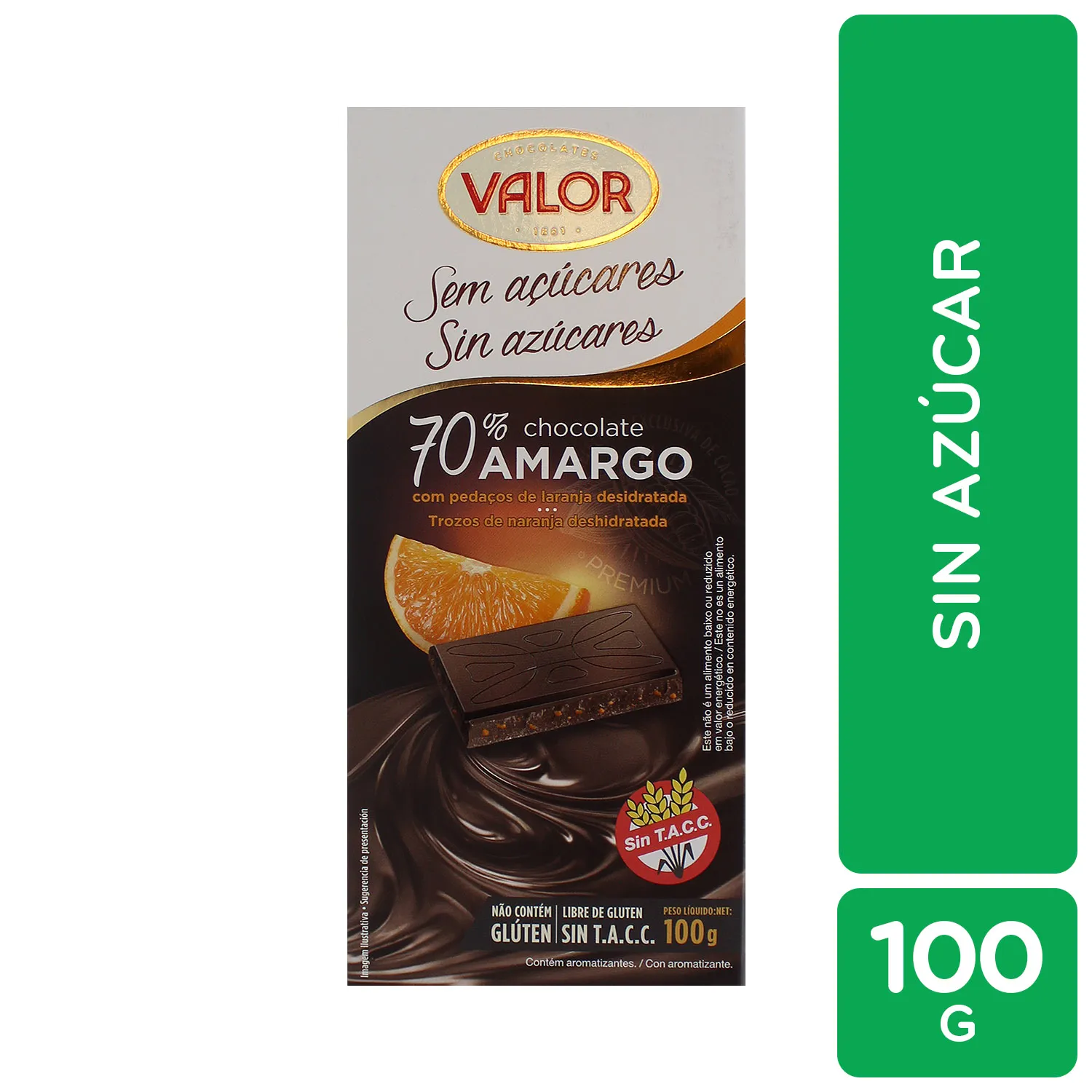 Chocolate Sin Azucar Naranja Valor Unidad 100 G