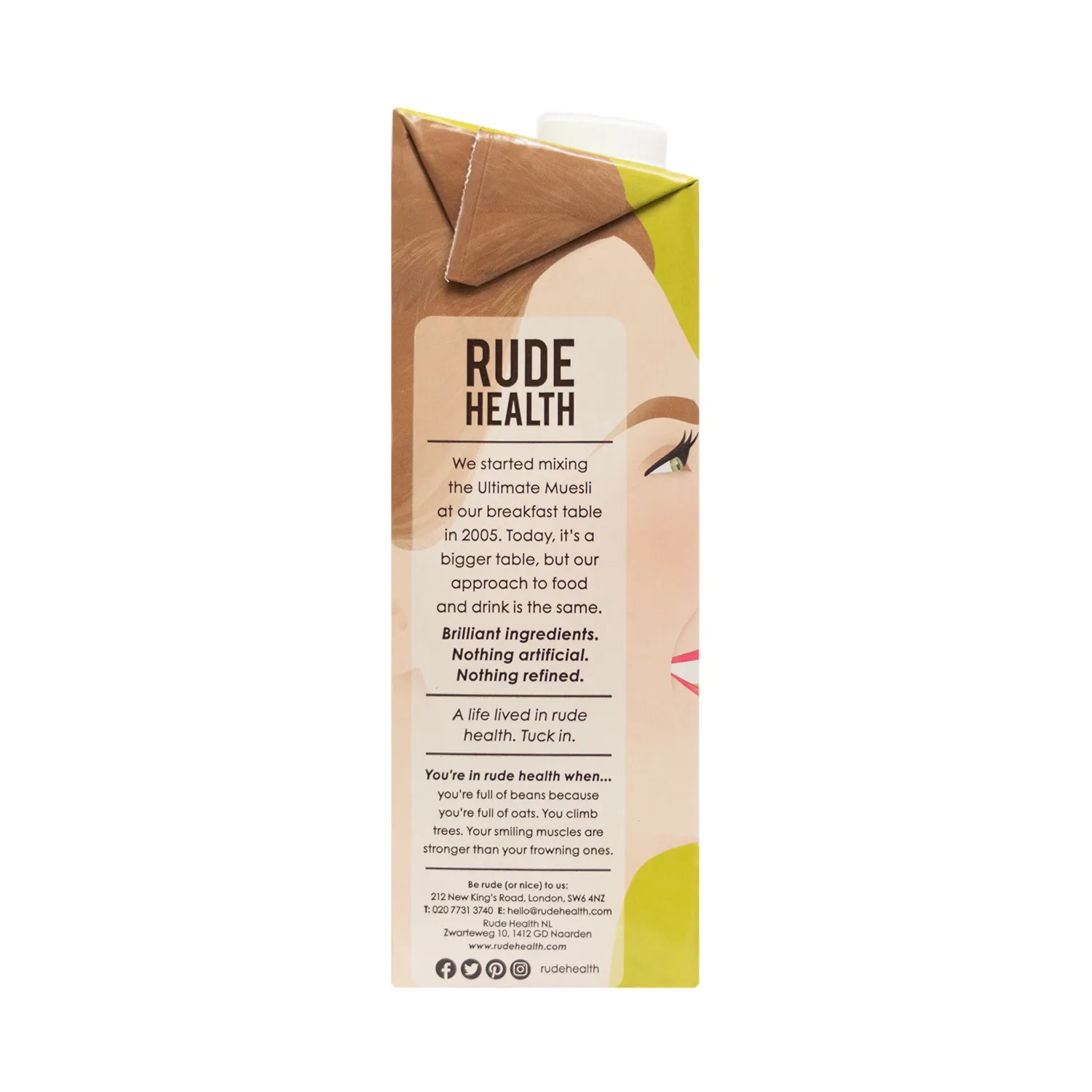 Bebida Semilla Avena Liquido Organico Rude Health Tetra Brick 1000 Ml