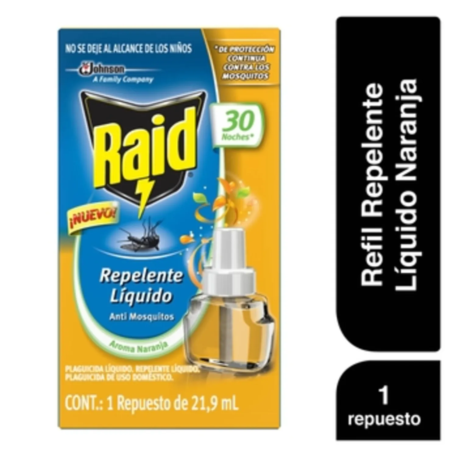 Repelente Electrico Liquido Naranja Repuesto Raid Caja 21.9 Ml