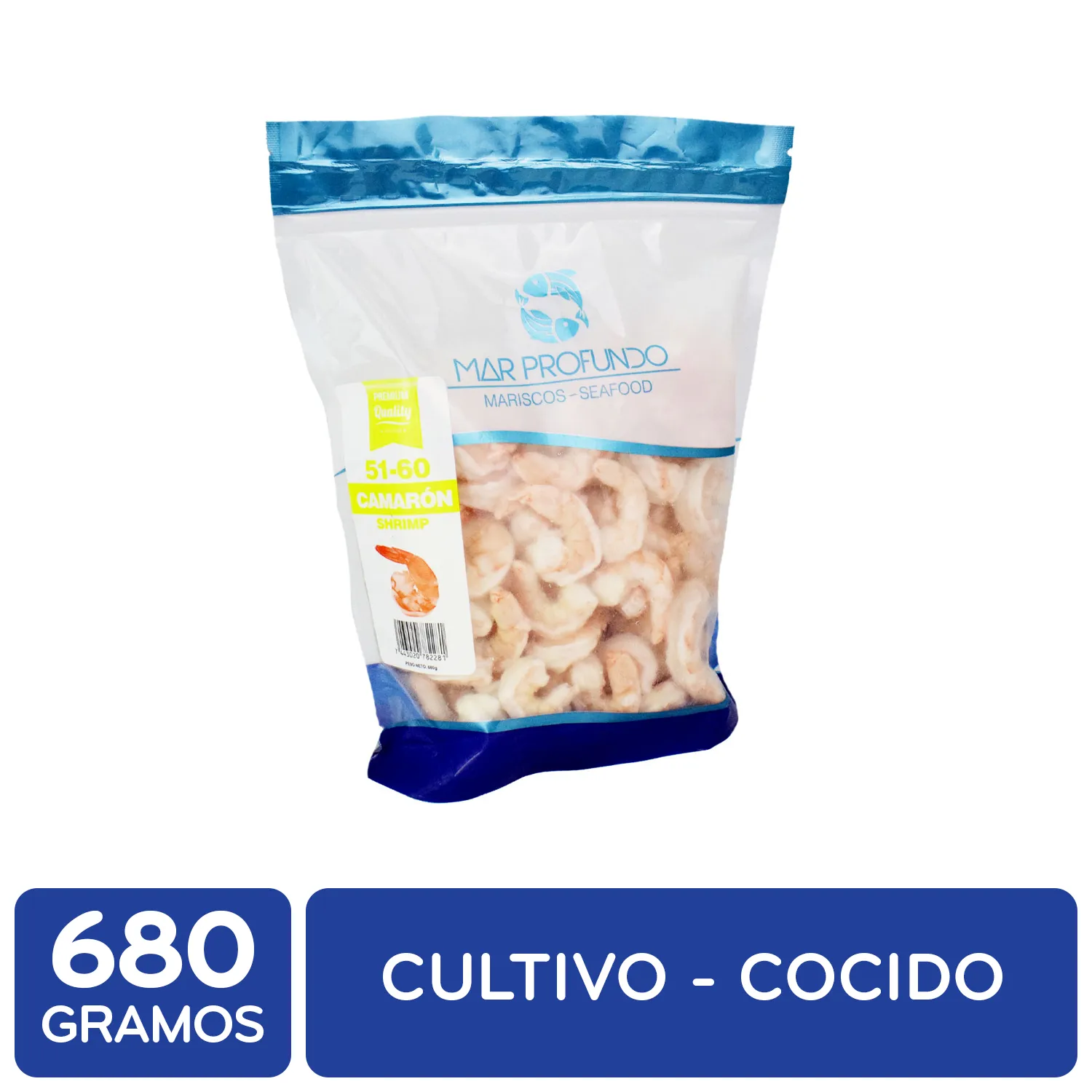 Camaron 51-60 De Mar Aquicola Congelado Mar Profundo Bolsa 680 G