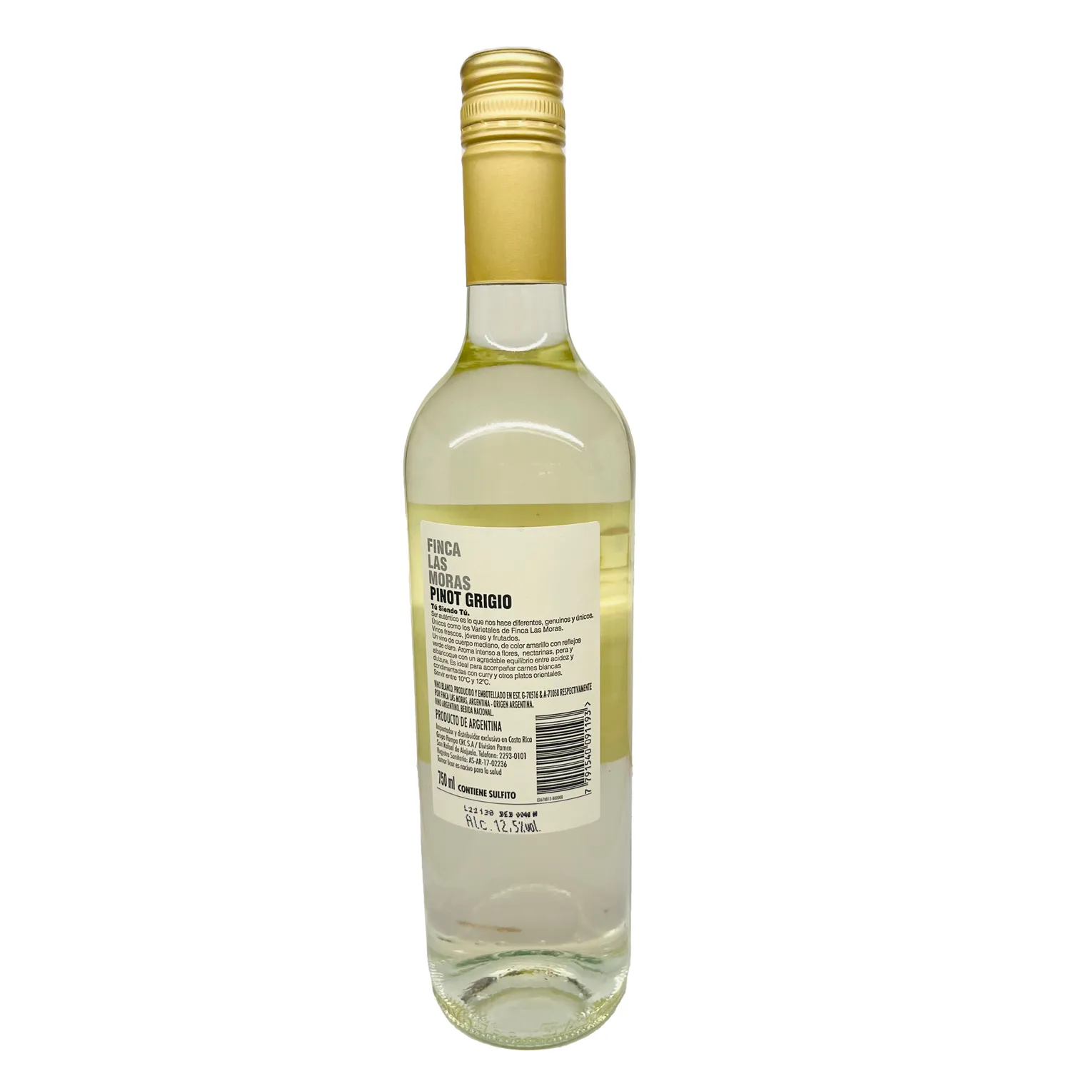 Vino Blanco Argentina Pinot Grigio Finca Las Moras Botella 750 Ml