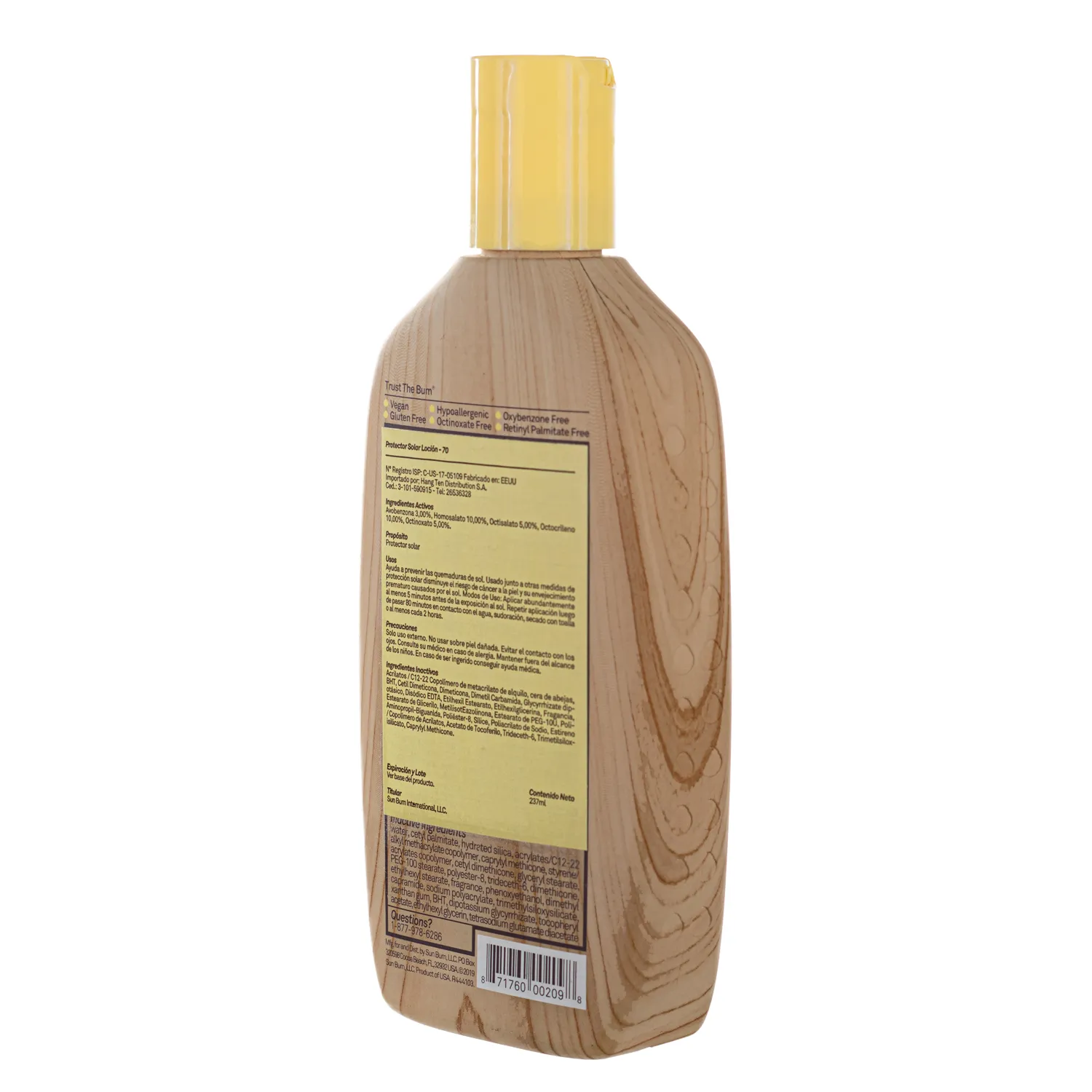 Bloqueador Crema F70 Sun Bum Envase 237 Ml