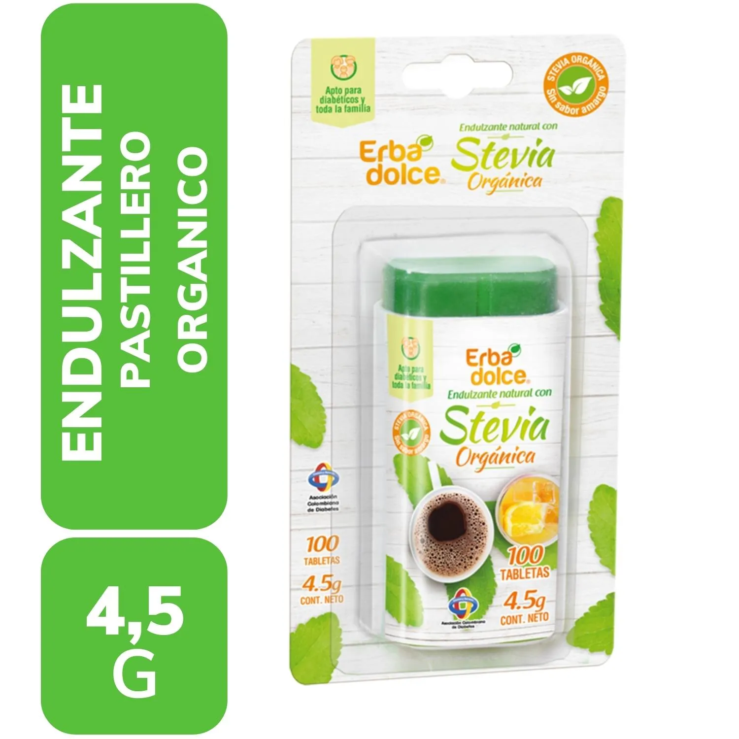 Edulcorante Pastilla Stevia Erba Dolce Blister 4.5 G