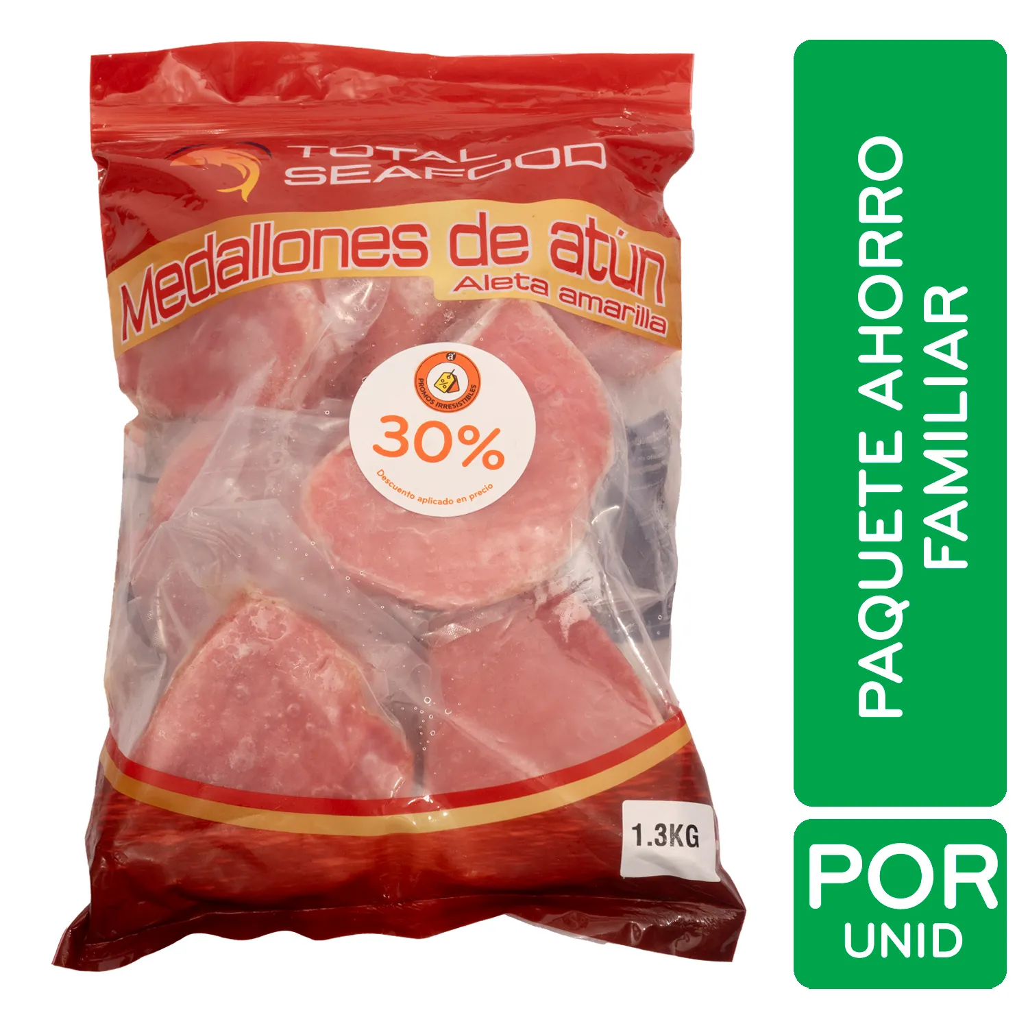Medallon Atun Congeldo Paquete De Ahorro Familiar Auto Mercado Bolsa 1.3 Kg