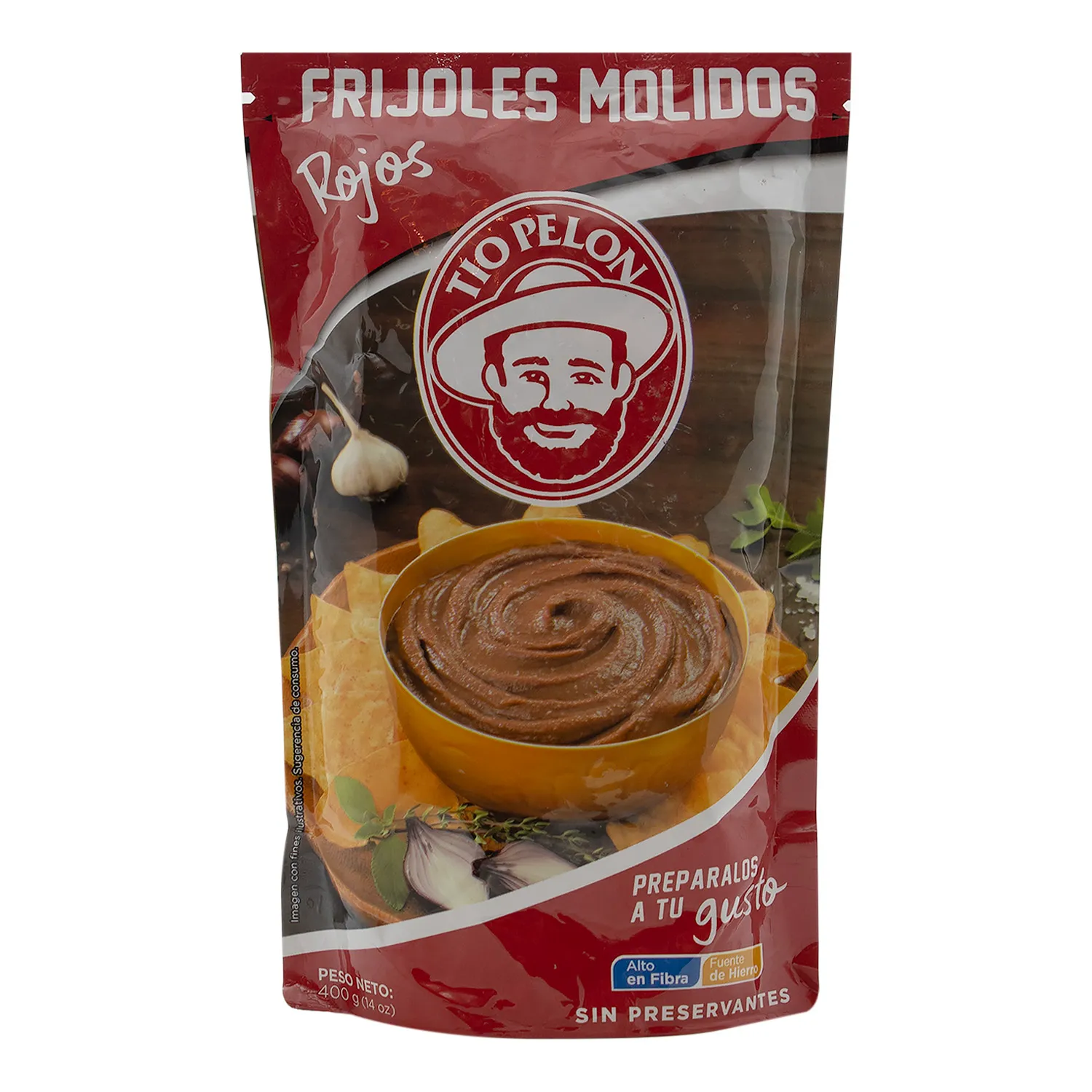 Frijol Molido Rojo Sin Picante Tio Pelon Paquete 400 G