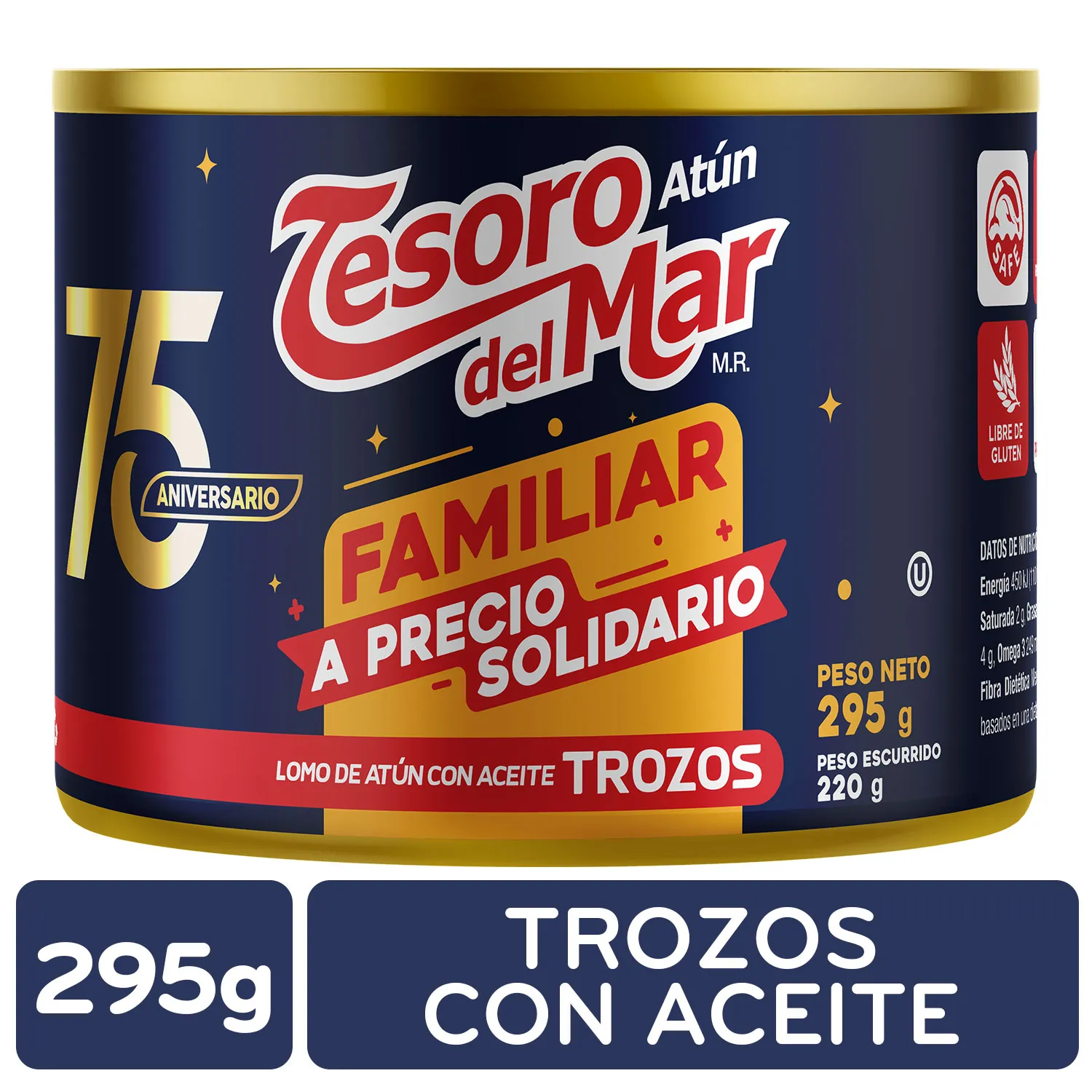 Atun Lomo Trozos Aceite Soya Tesoro Del Mar Lata 295 G