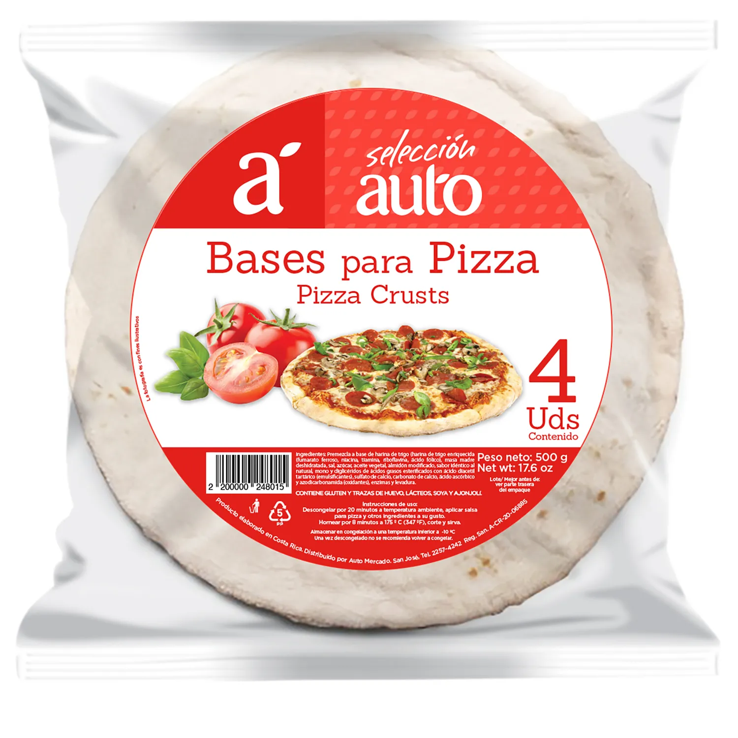 Base Pizza Seleccion Auto 4 Unidades Paquete 500 G