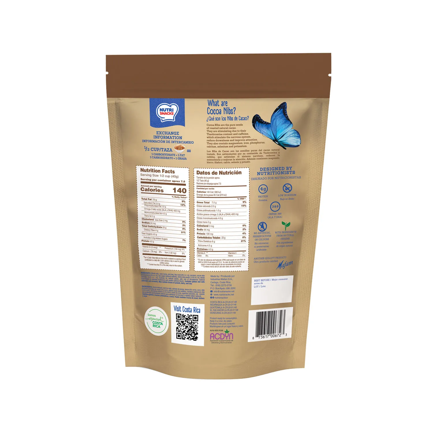Granola Cacao Nibs Nutrisnacks Bolsa 300 G