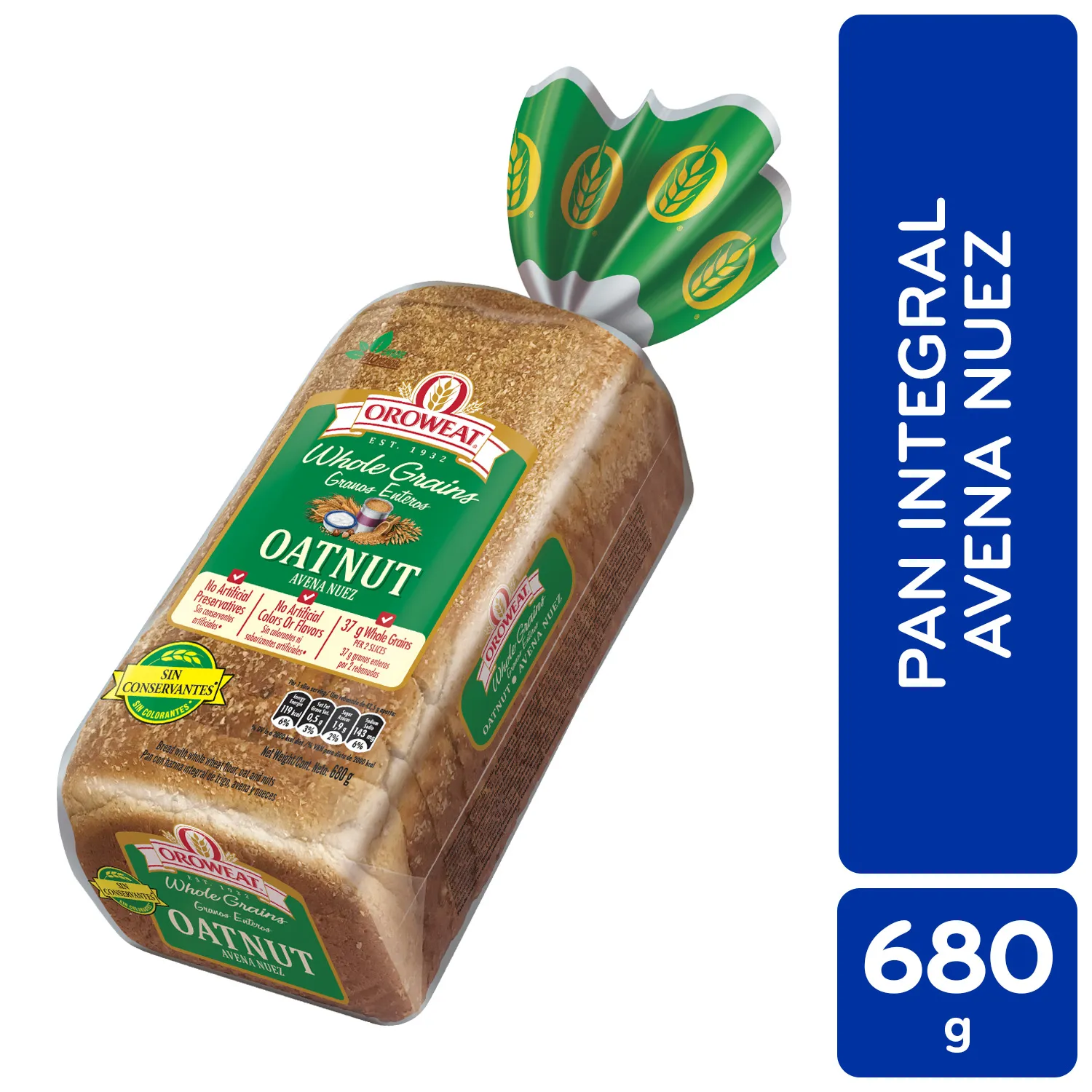 Pan Empacado Integral Nueces Oroweat Paquete 680 G