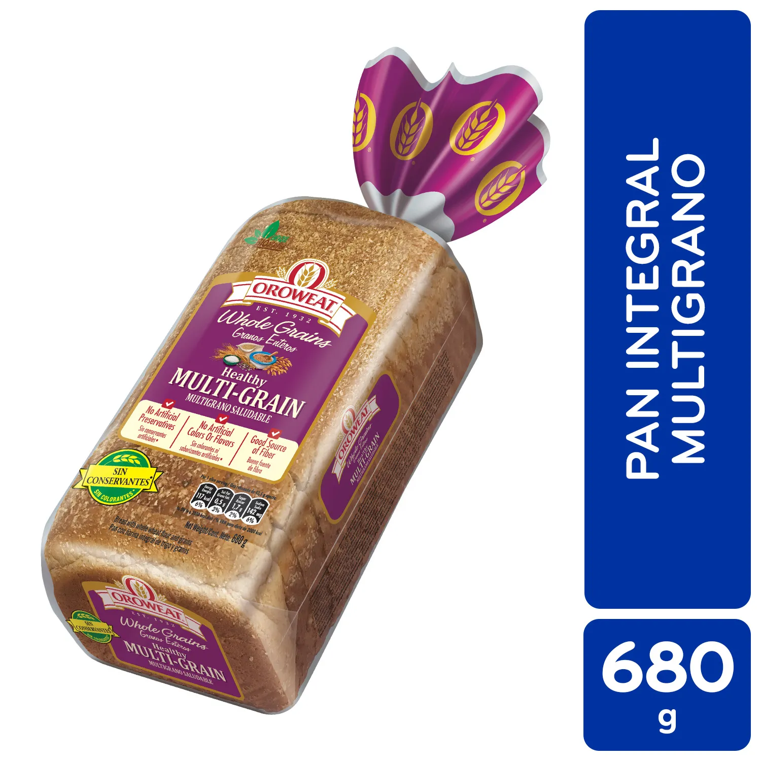 Pan Empacado Integral Multigrano Oroweat Paquete 680 G