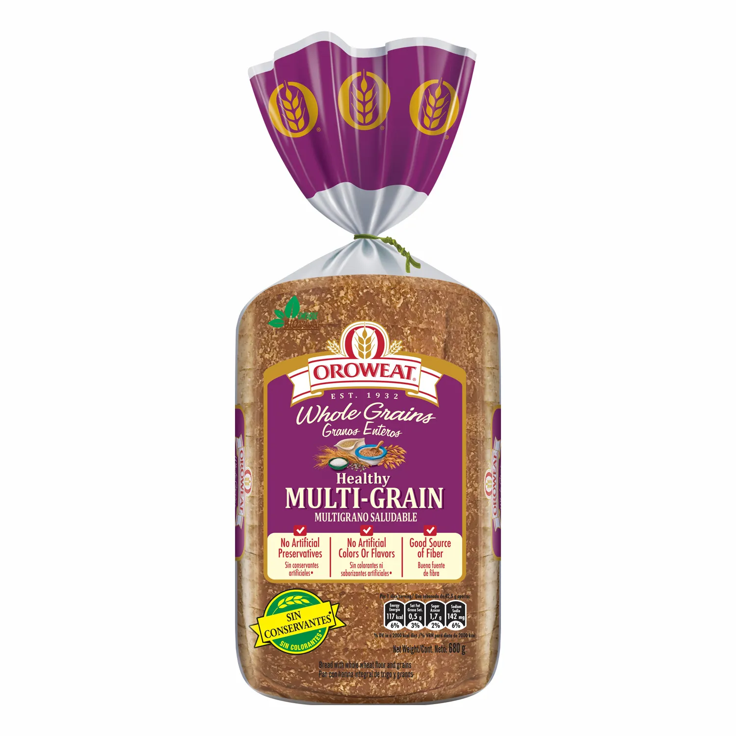Pan Empacado Integral Multigrano Oroweat Paquete 680 G