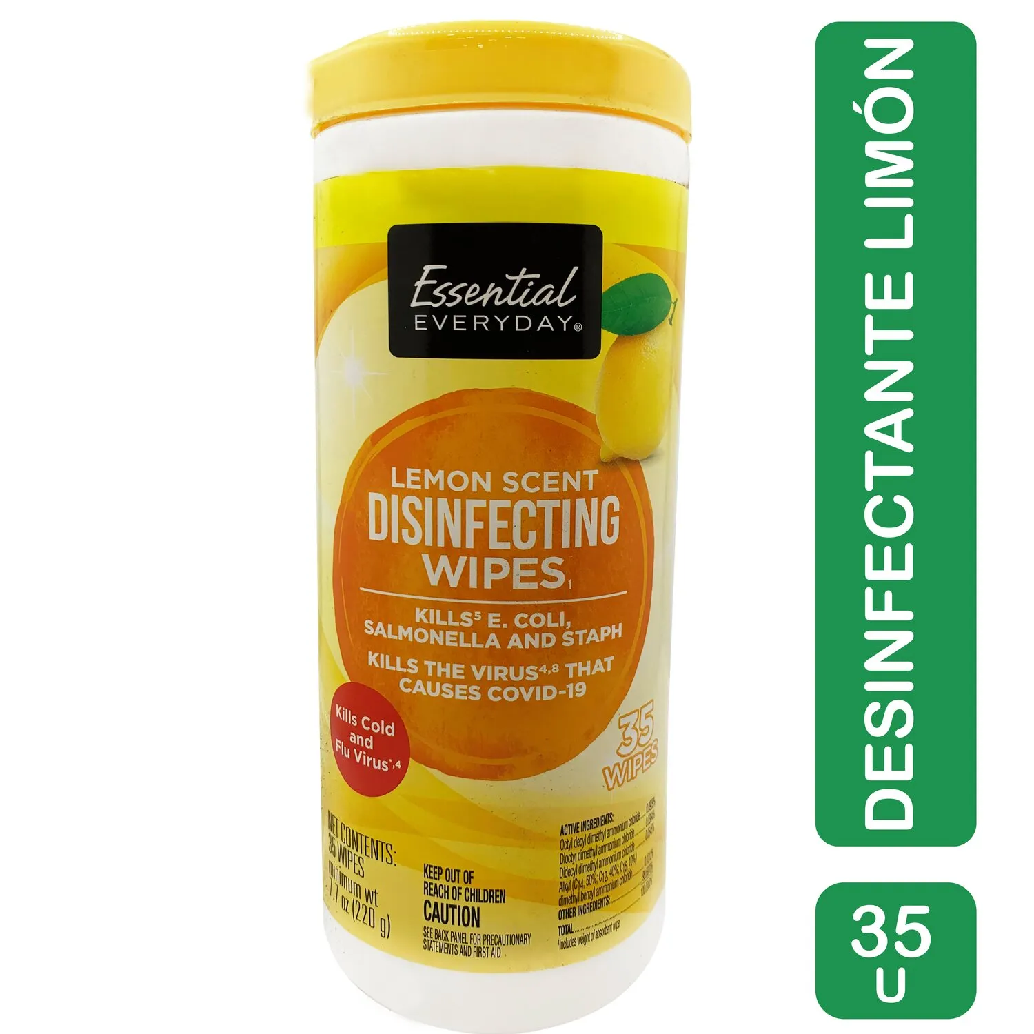 Toalla Desinfectante Multiuso Limon Essential Everyday Envase 35 U