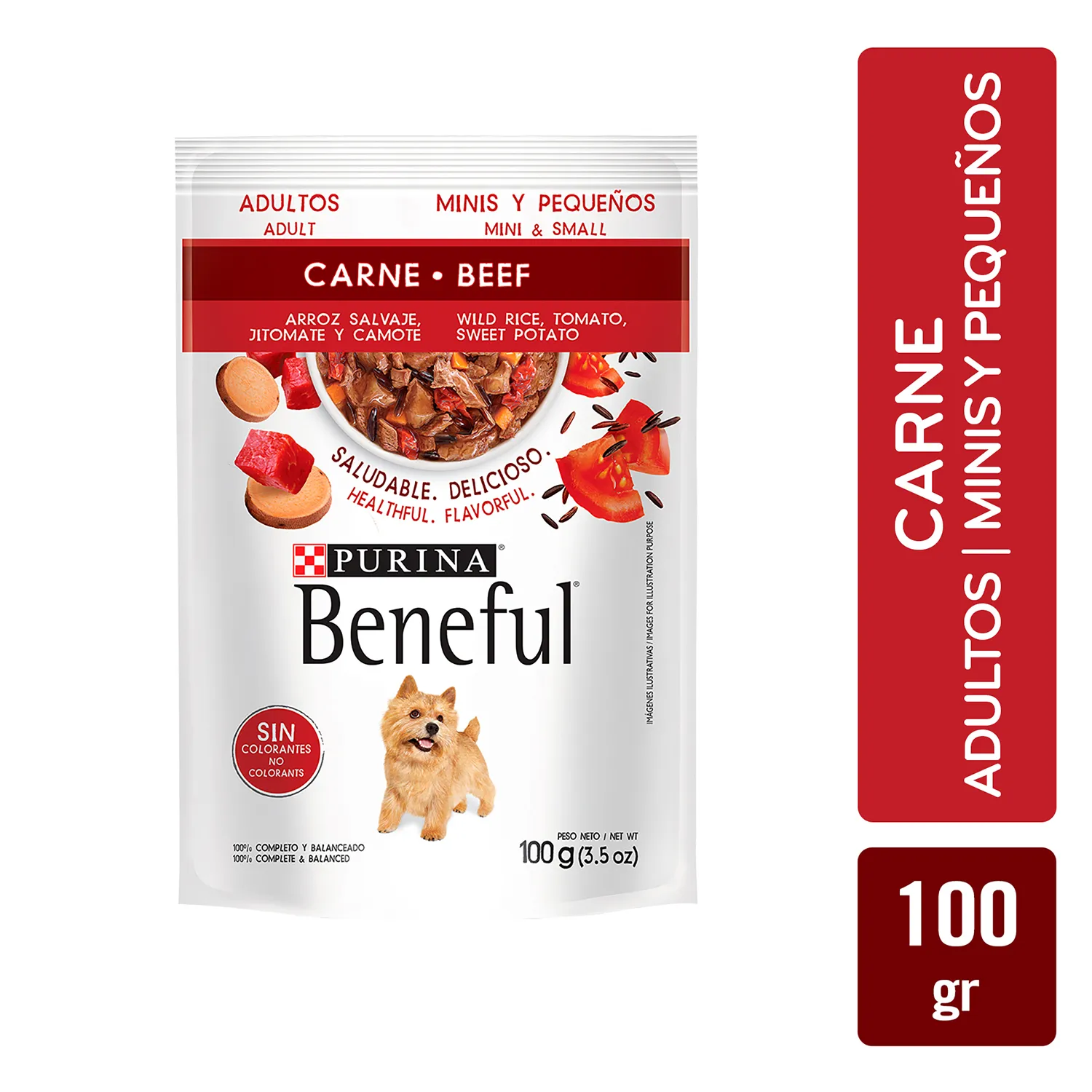 Alimento Perro Humedo Adulto Carne Raza Pequeña Purina Beneful Paquete 100 G