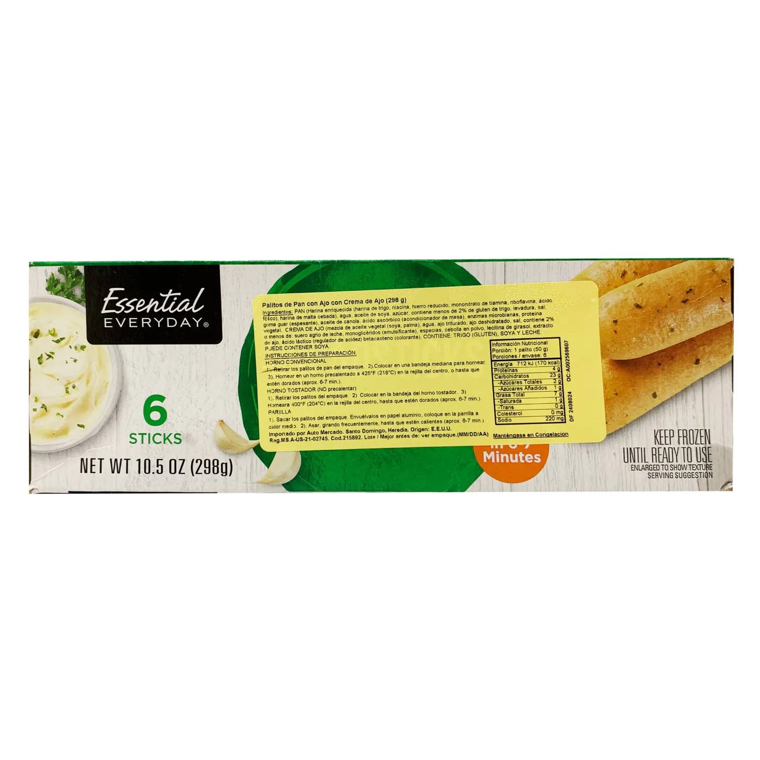 Palitos De Pan Sabor Ajo Essential Everyday Caja 298 G