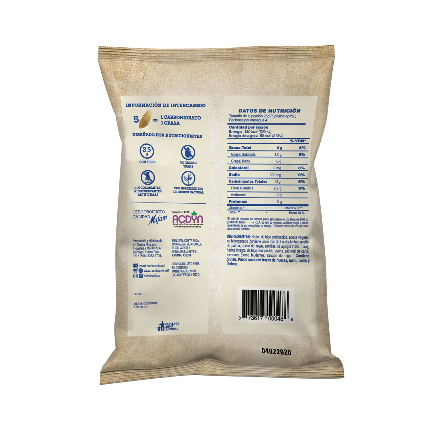 Palito Ajonjoli 4 U Nutrisnacks Bolsa 100 G