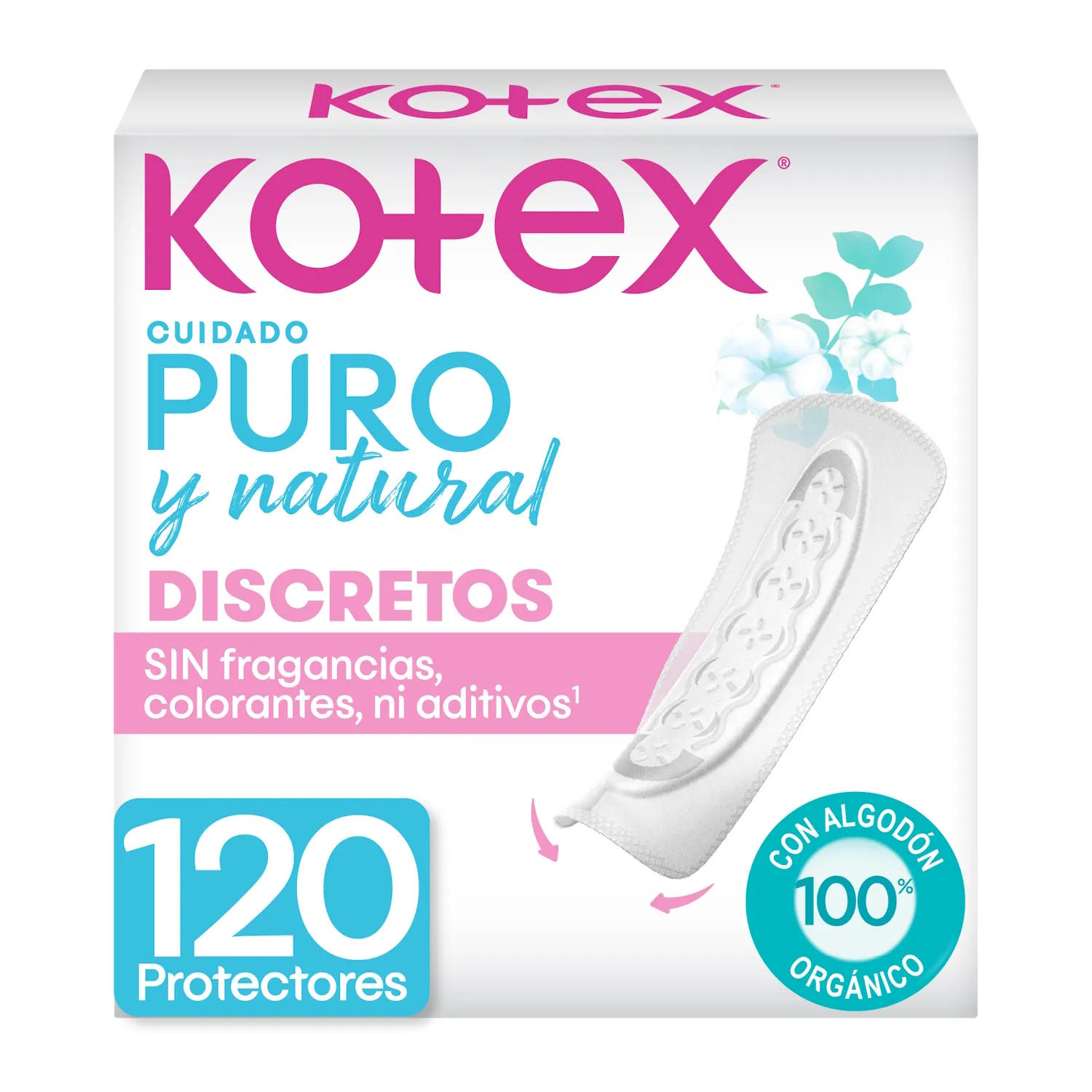 Protectores Diarios Kotex Puro Y Natural 120u