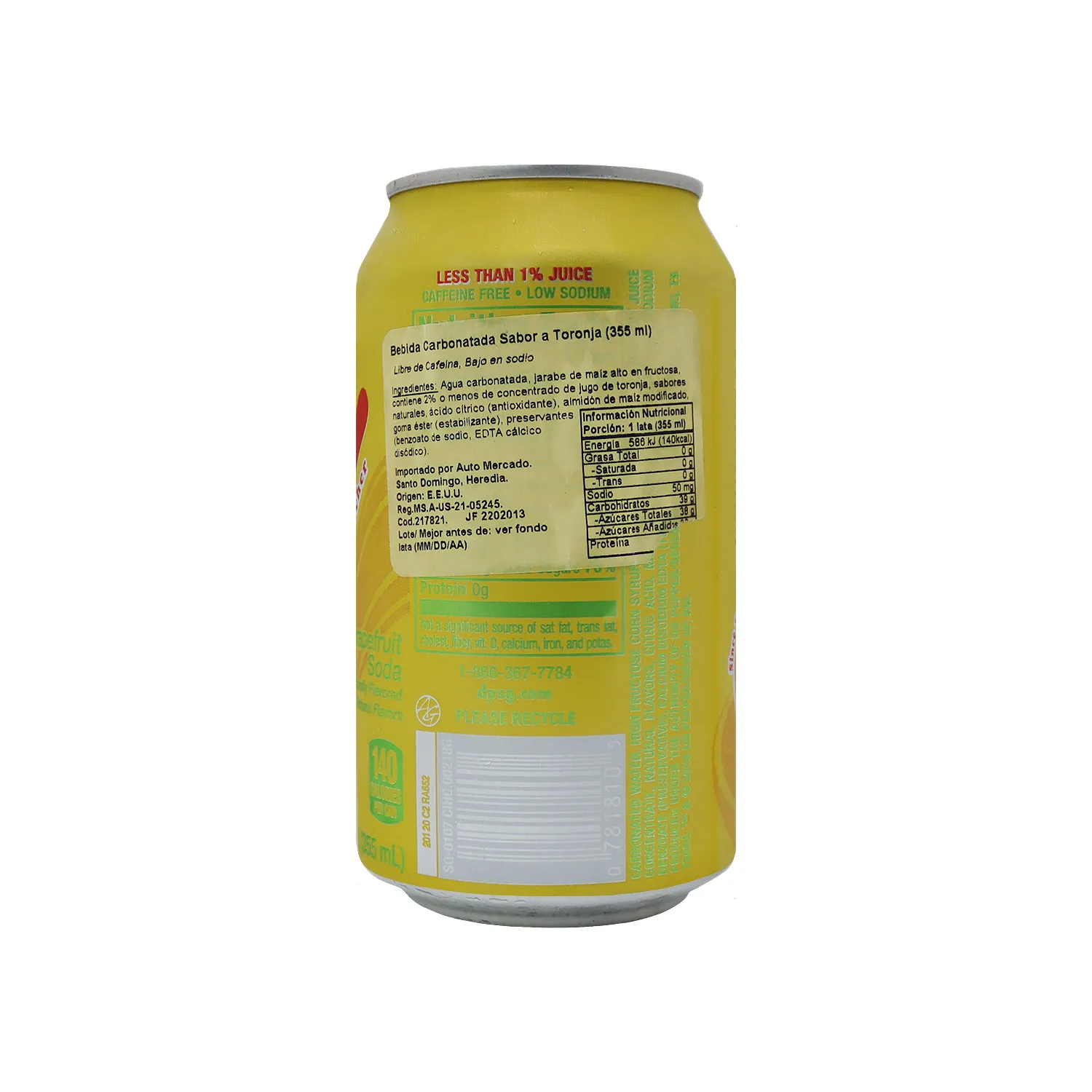 Bebida Gaseosa Regular Sabor Toronja Squirt Lata 355 Ml