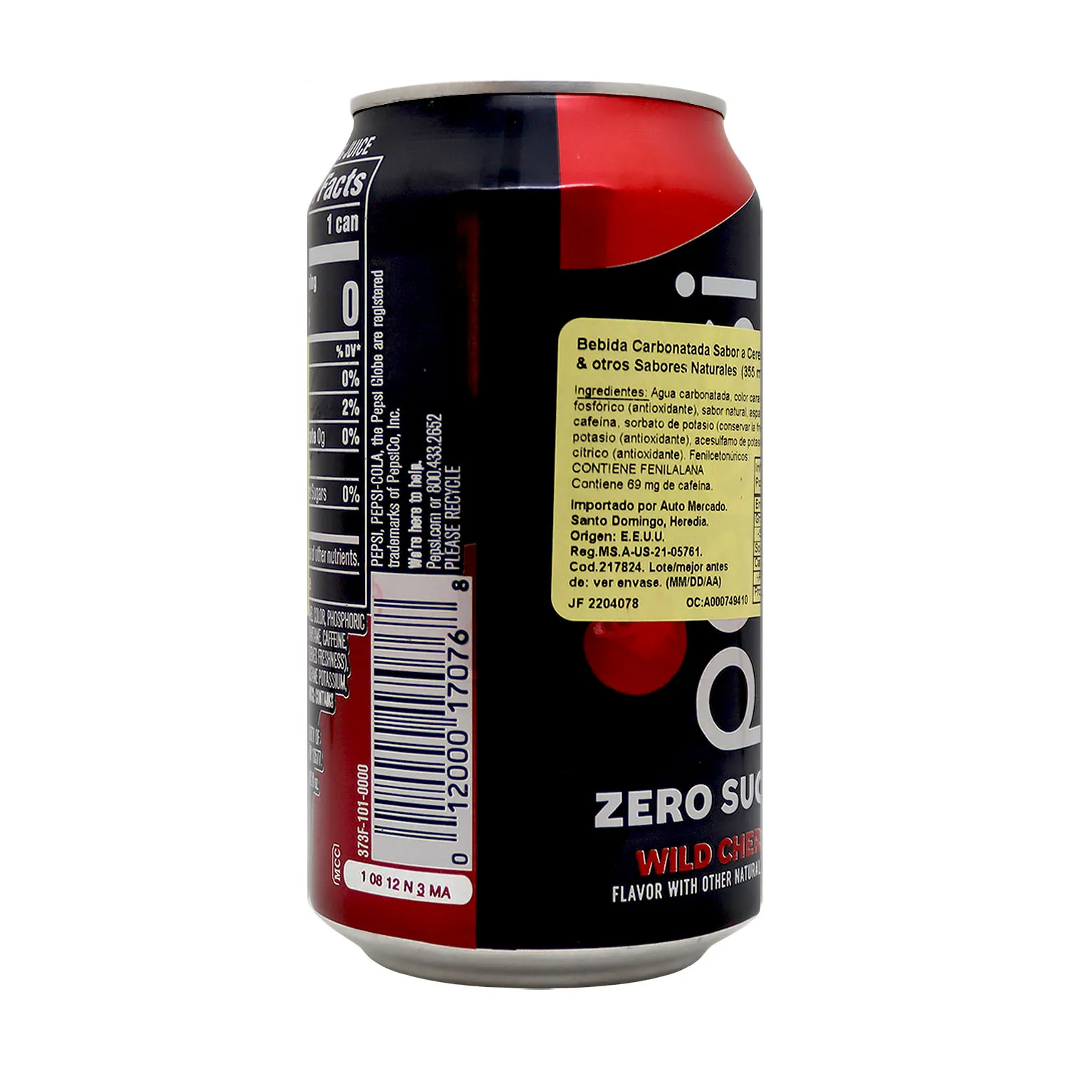 Bebida Gaseosa Zero Sabor Cereza Pepsi Lata 355 Ml