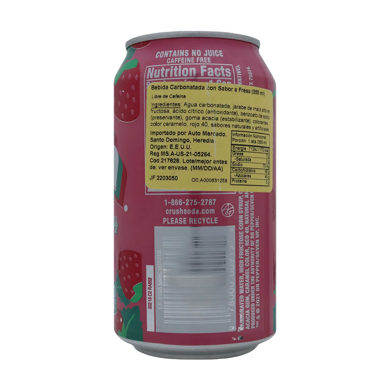 Bebida Gaseosa Regular Sabor Fresa Crush Lata 355 Ml