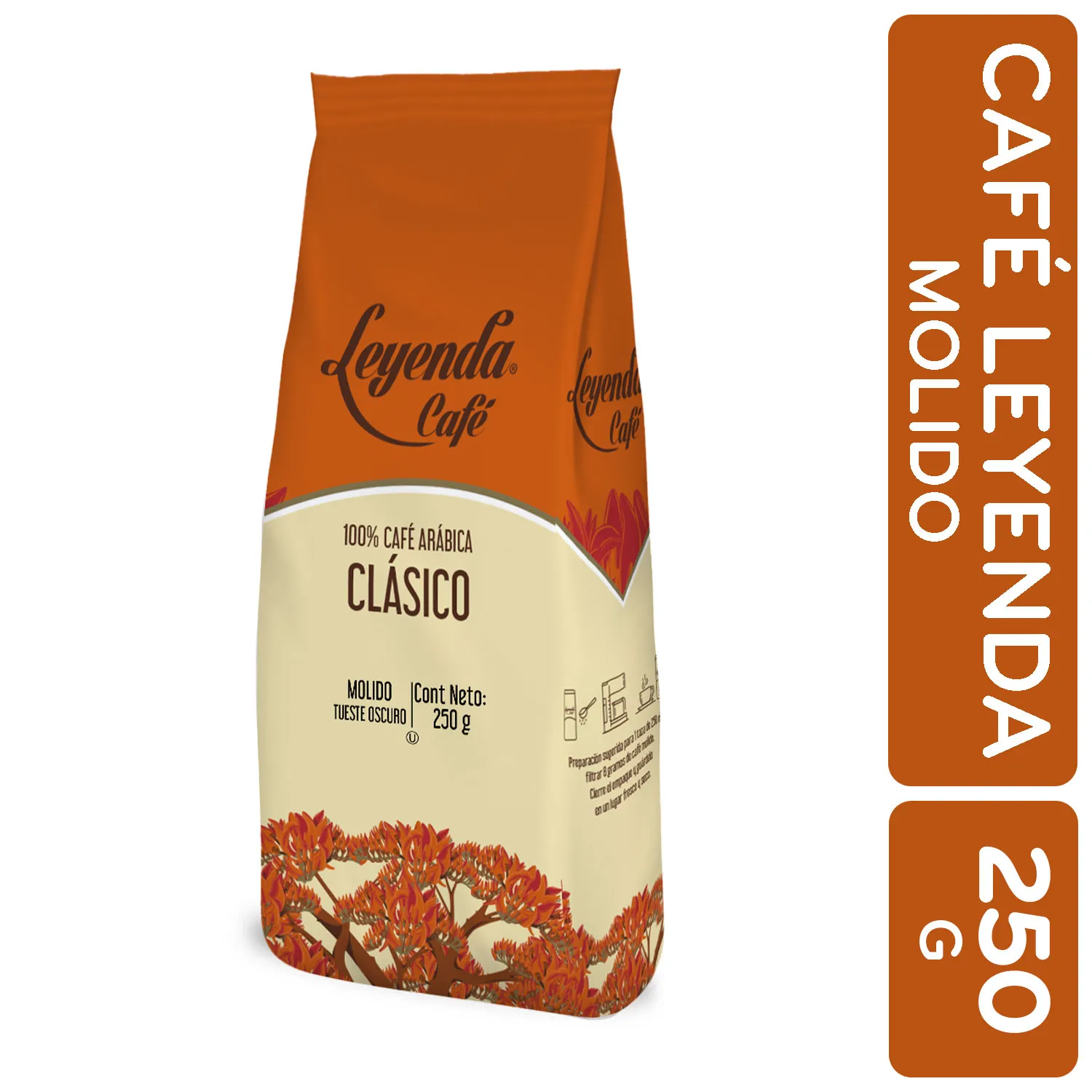 Cafe Molido Puro Tueste Oscuro Leyenda Paquete 250 G