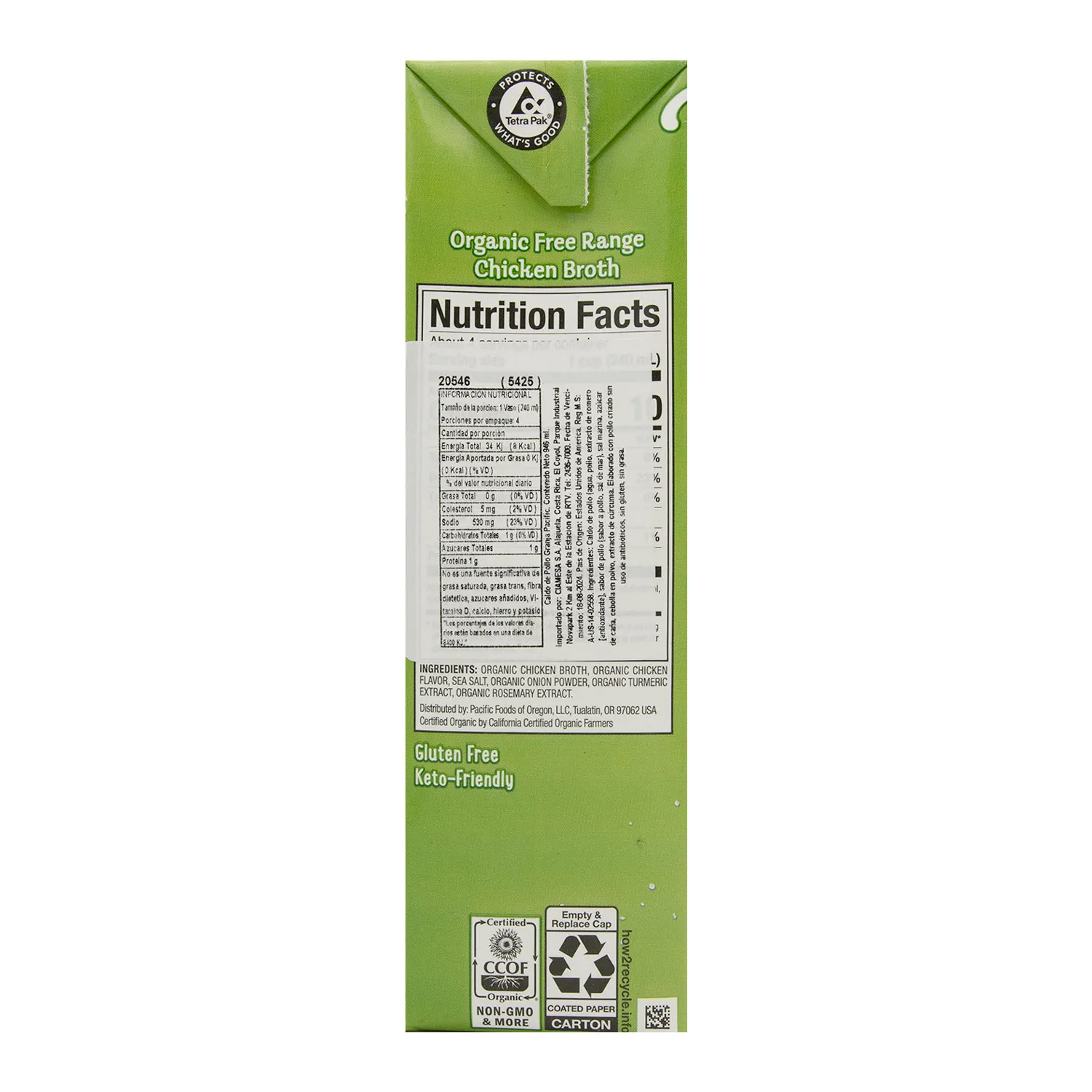 Caldo Pollo Organico Pacific Tetra Brick 946 Ml
