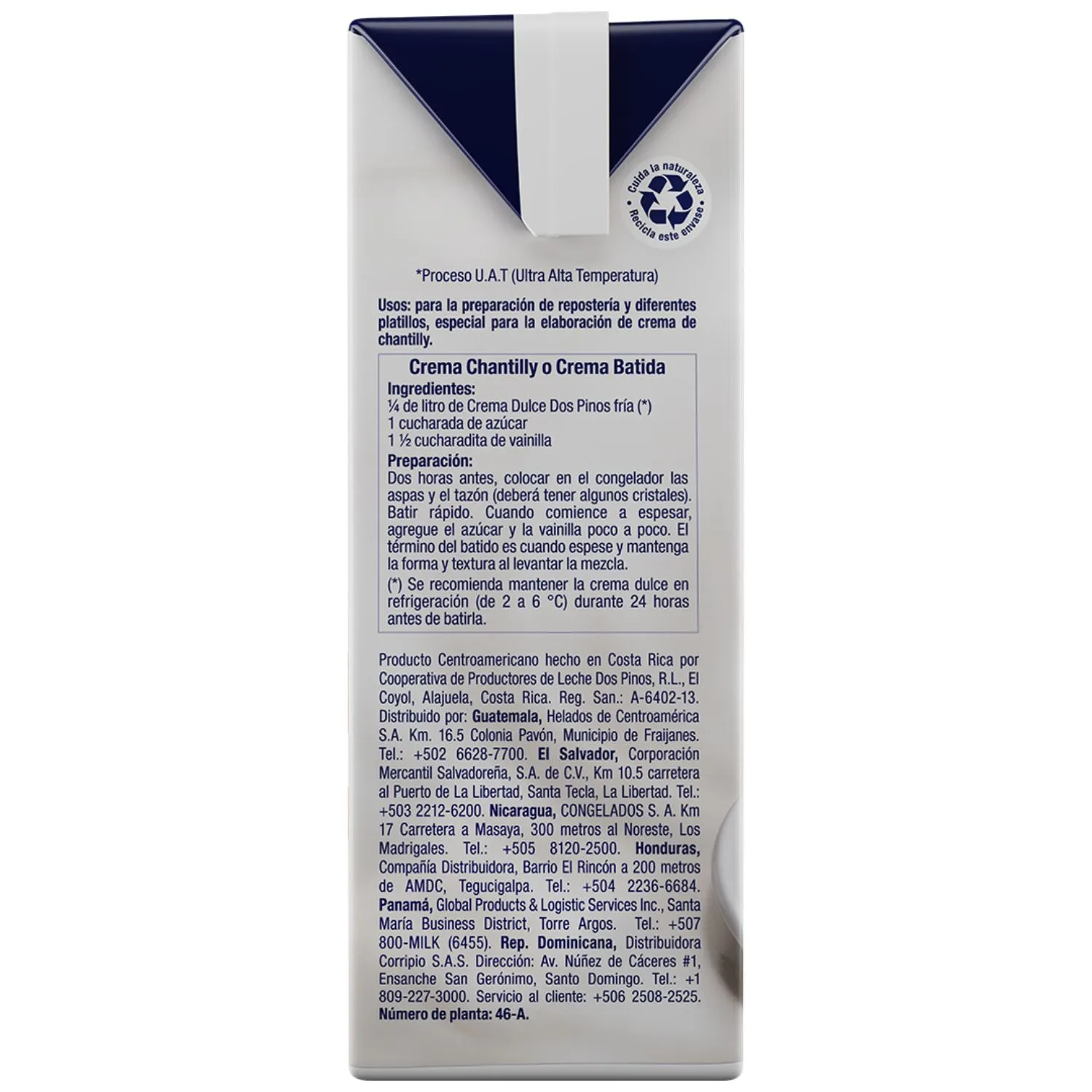 Crema Dulce Dos Pinos Caja 250 Ml