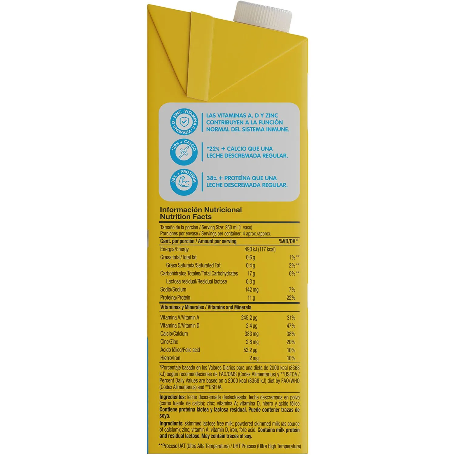 Leche Descremada Calciolac Dos Pinos Caja 946 Ml