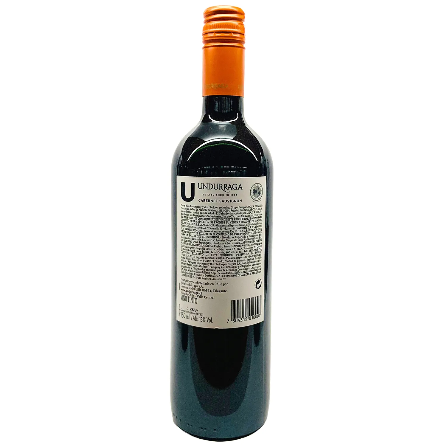 Vino Tinto Chile Cabernet Sauvignon Undurraga Botella 750 Ml