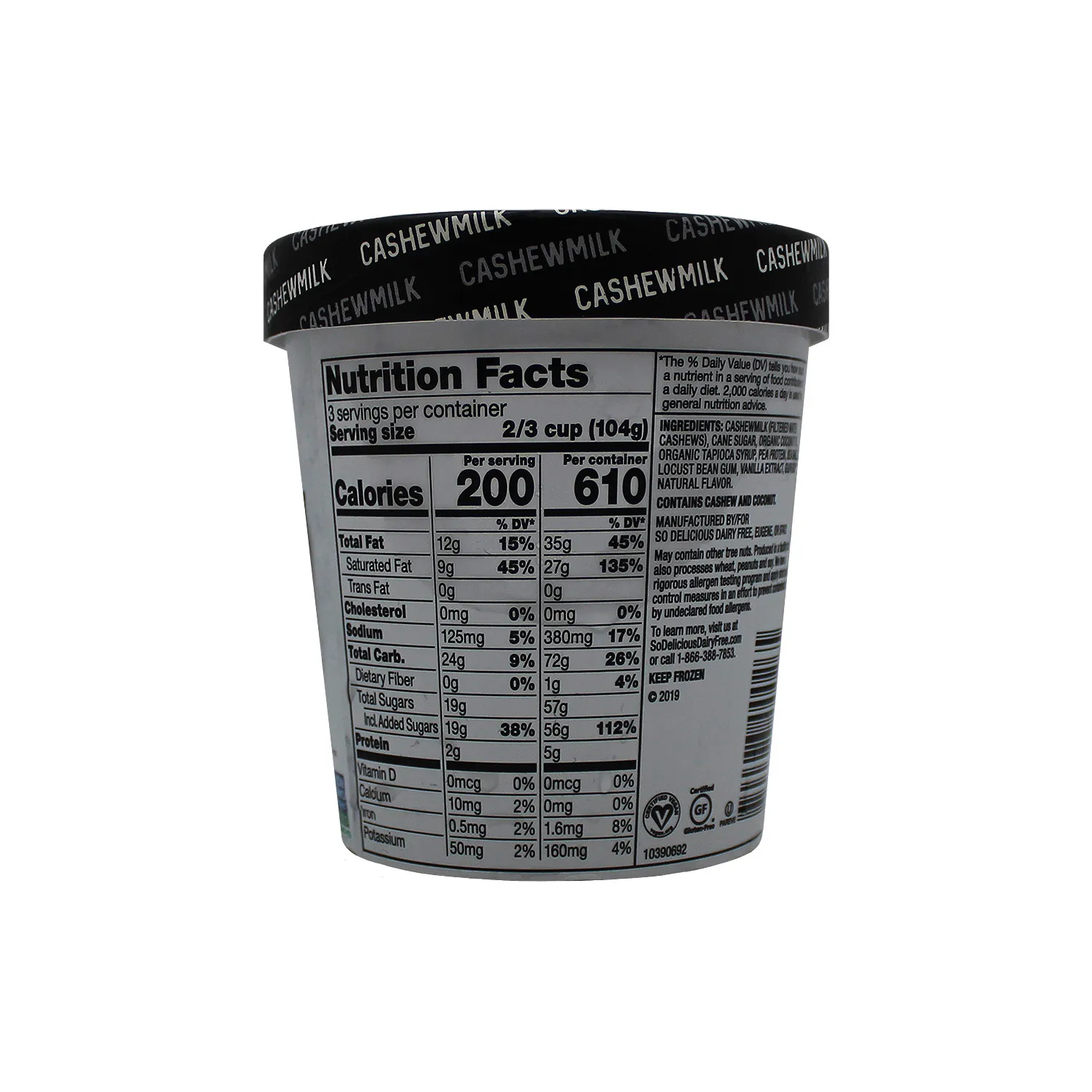 Helado Vegano Vainilla So Delicious So Delicious Envase 473 Ml
