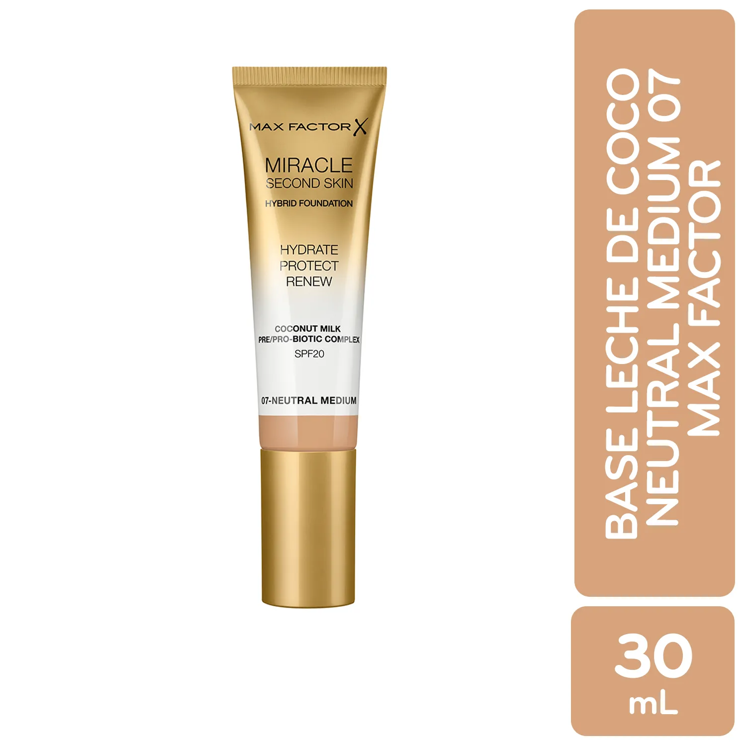 Base Leche De Coco Neutral Medium 07 Max Factor Unidad 30ml