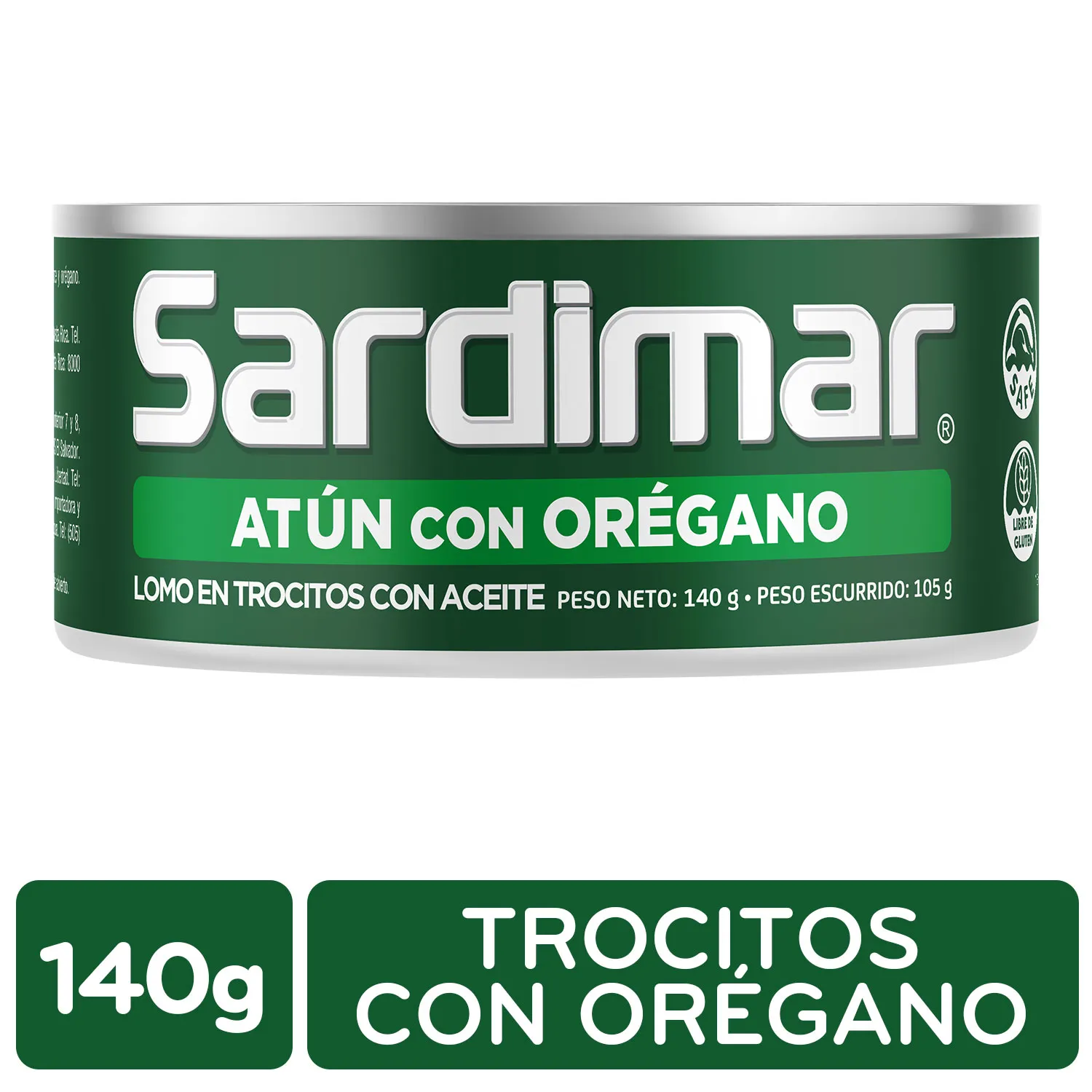 Atun Lomo Trocitos Aceite Soya Oregano Sardimar Lata 140 G